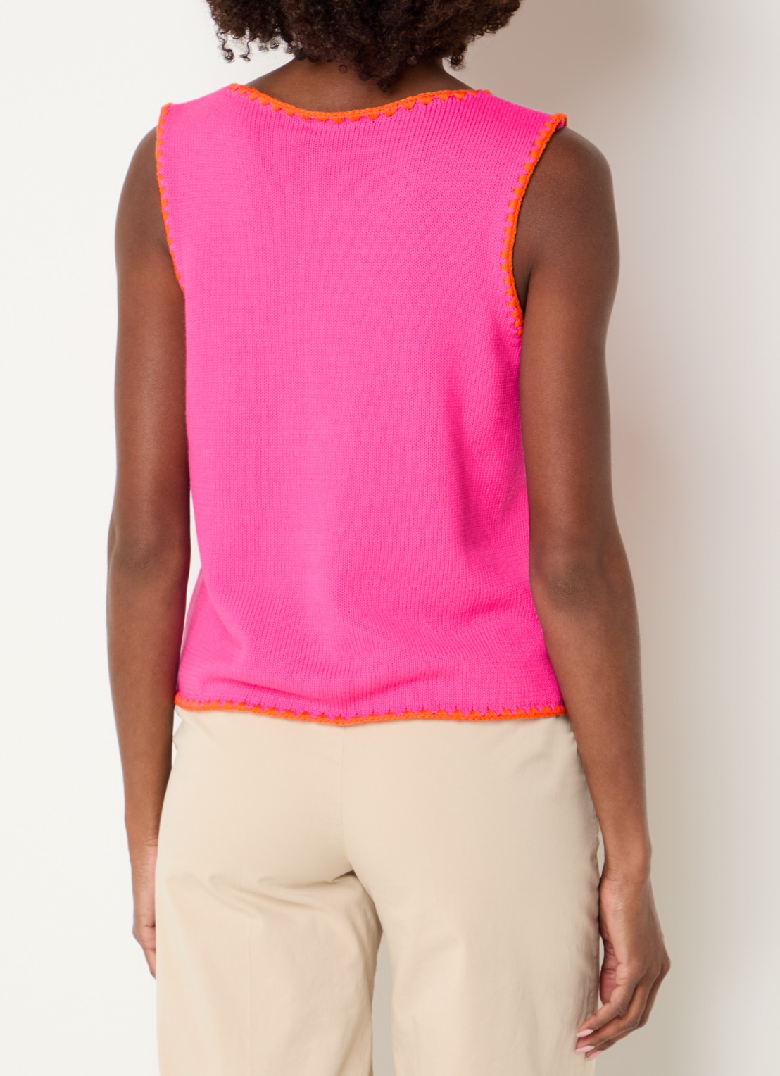 River Woods Grofgebreid gilet met ronde hals - achterkant 4 fuchsia
