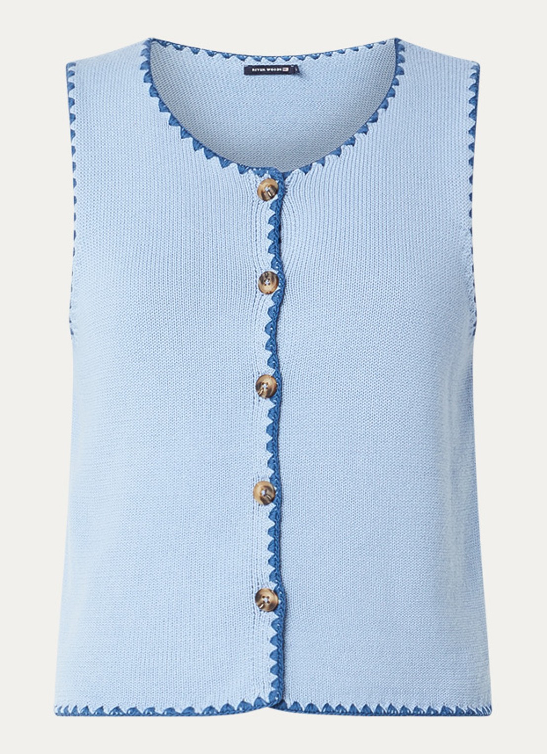 River Woods Grofgebreid gilet met ronde hals - voorkant 2 lichtblauw