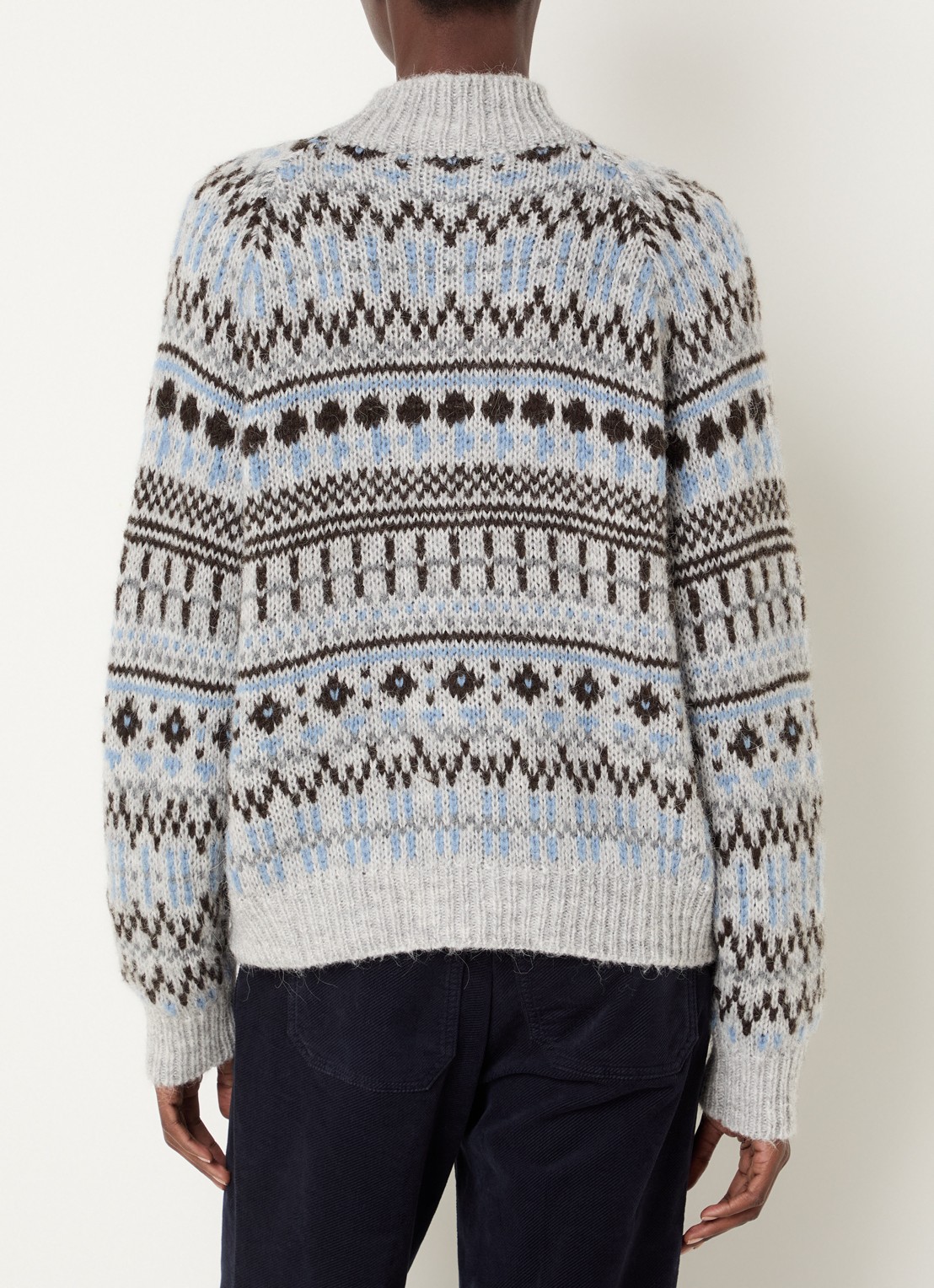 River Woods Grofgebreid vest in alpaca wolblend - achterkant grijs