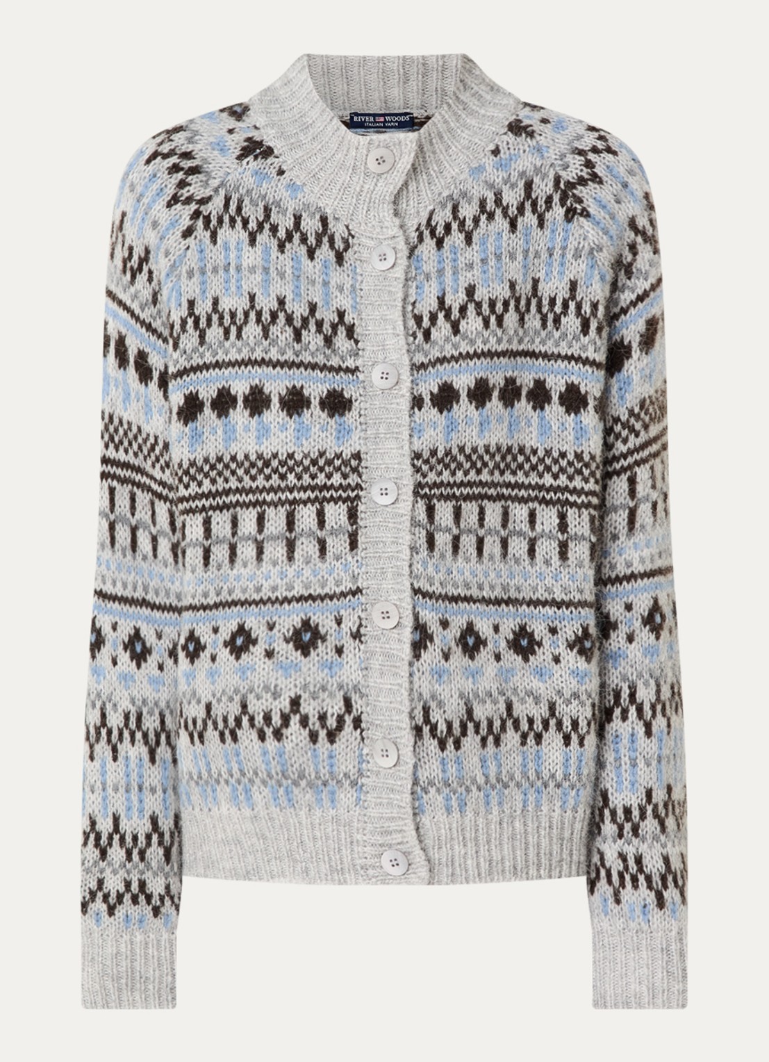 River Woods Grofgebreid vest in alpaca wolblend - voorkant 2 grijs