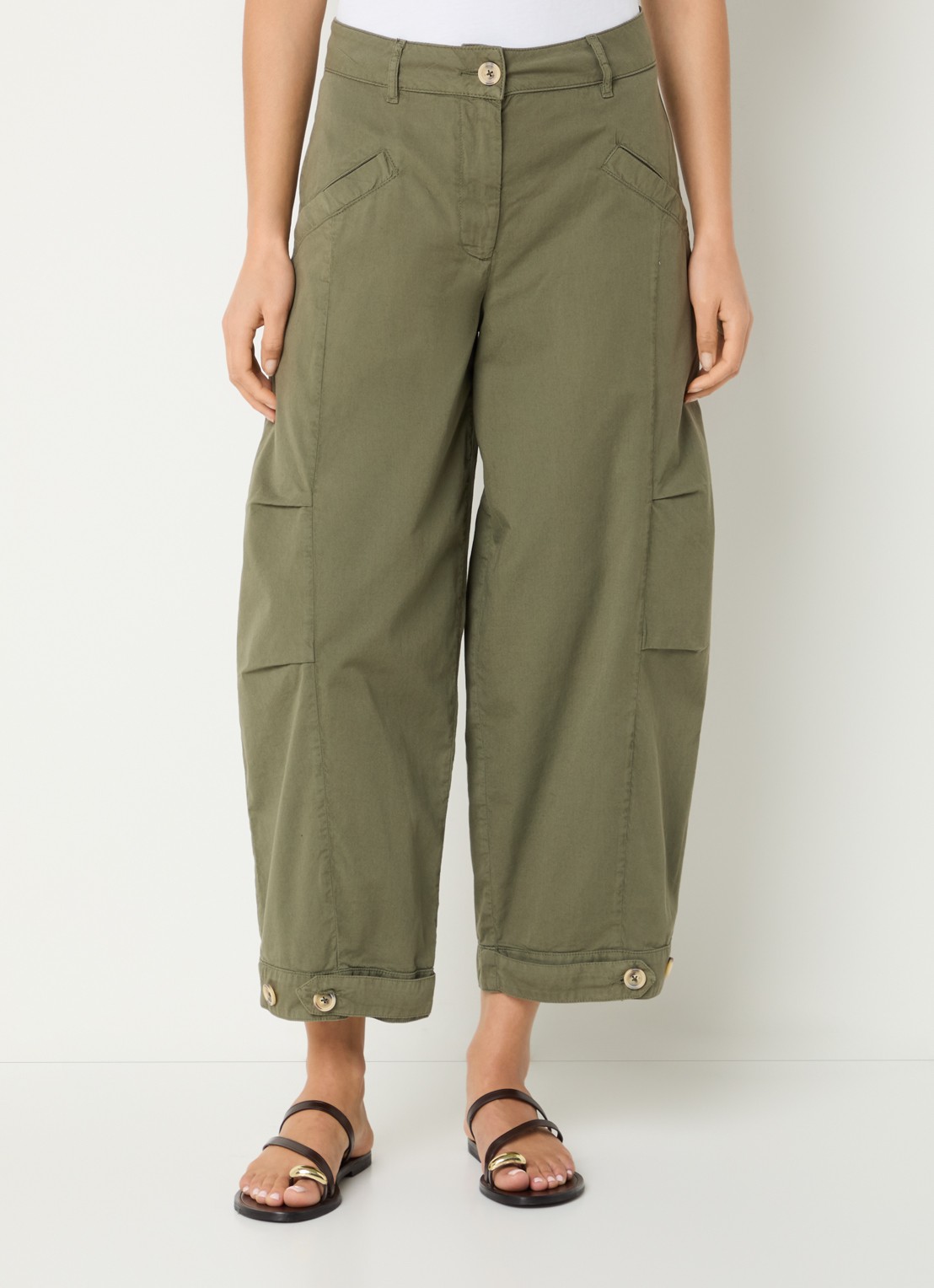 River Woods High waist loose fit cropped broek met steekzakken - detail 2 khaki