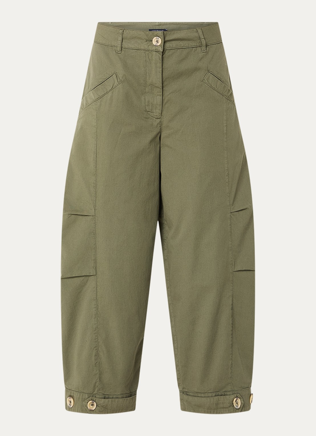 River Woods High waist loose fit cropped broek met steekzakken - voorkant 3 khaki