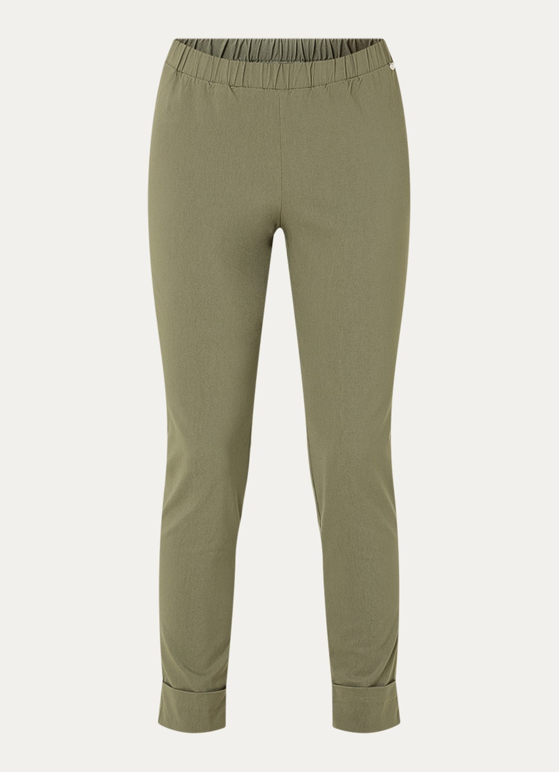 River Woods High waist slim fit broek met strech - voorkant 2 mosgroen