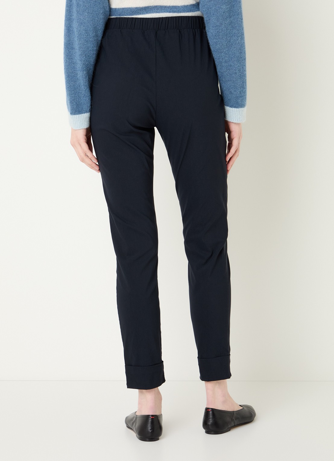 River Woods High waist slim fit broek met strech - achterkant 3 donkerblauw