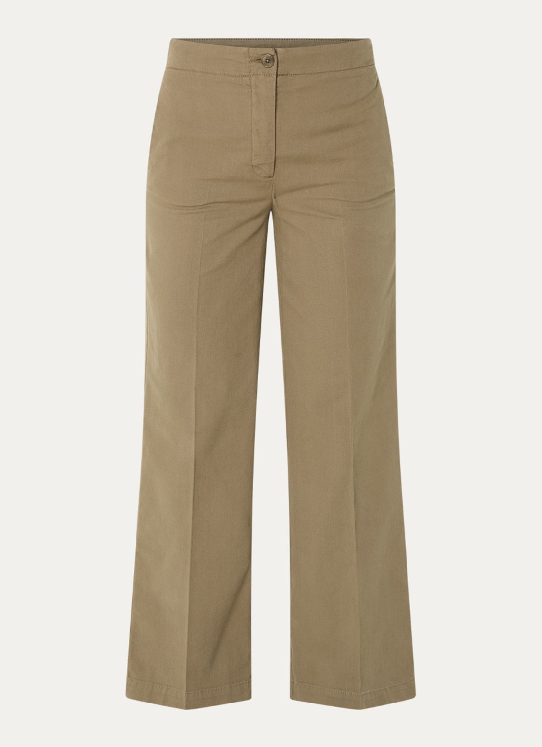 River Woods High waist straight fit broek met steekzakken - voorkant 3 khaki