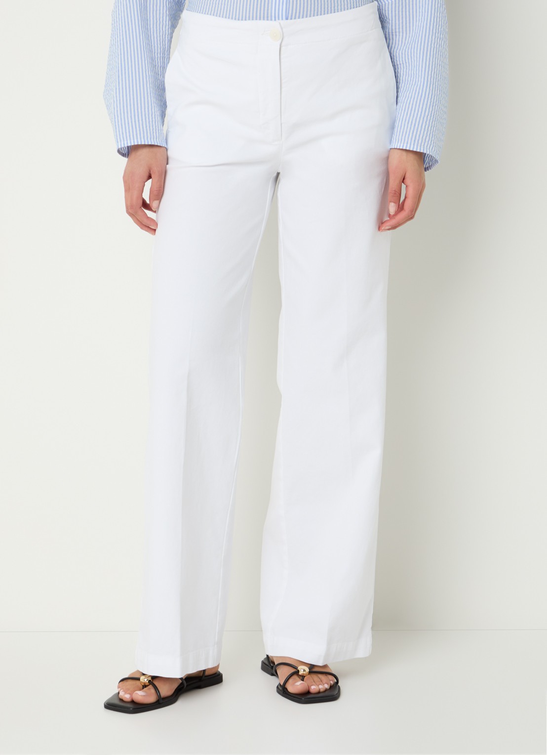 River Woods High waist straight fit broek met steekzakken - detail 4 wit
