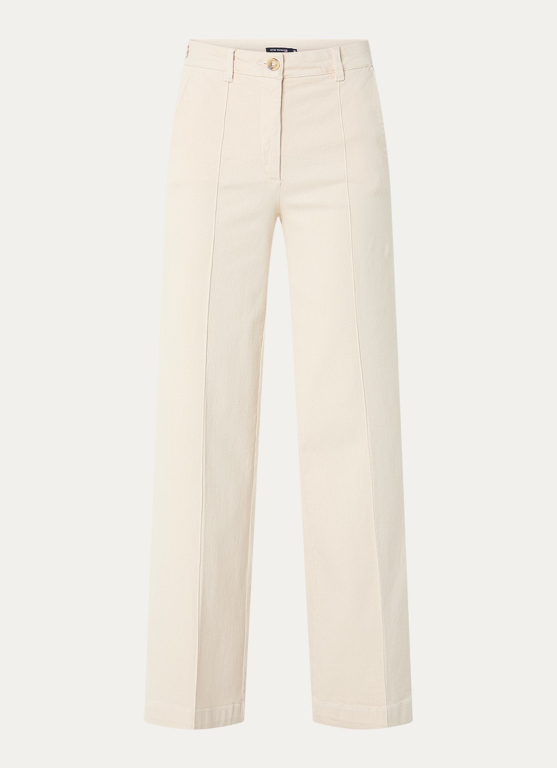 River Woods High waist straight fit broek met steekzakken - voorkant 3 creme