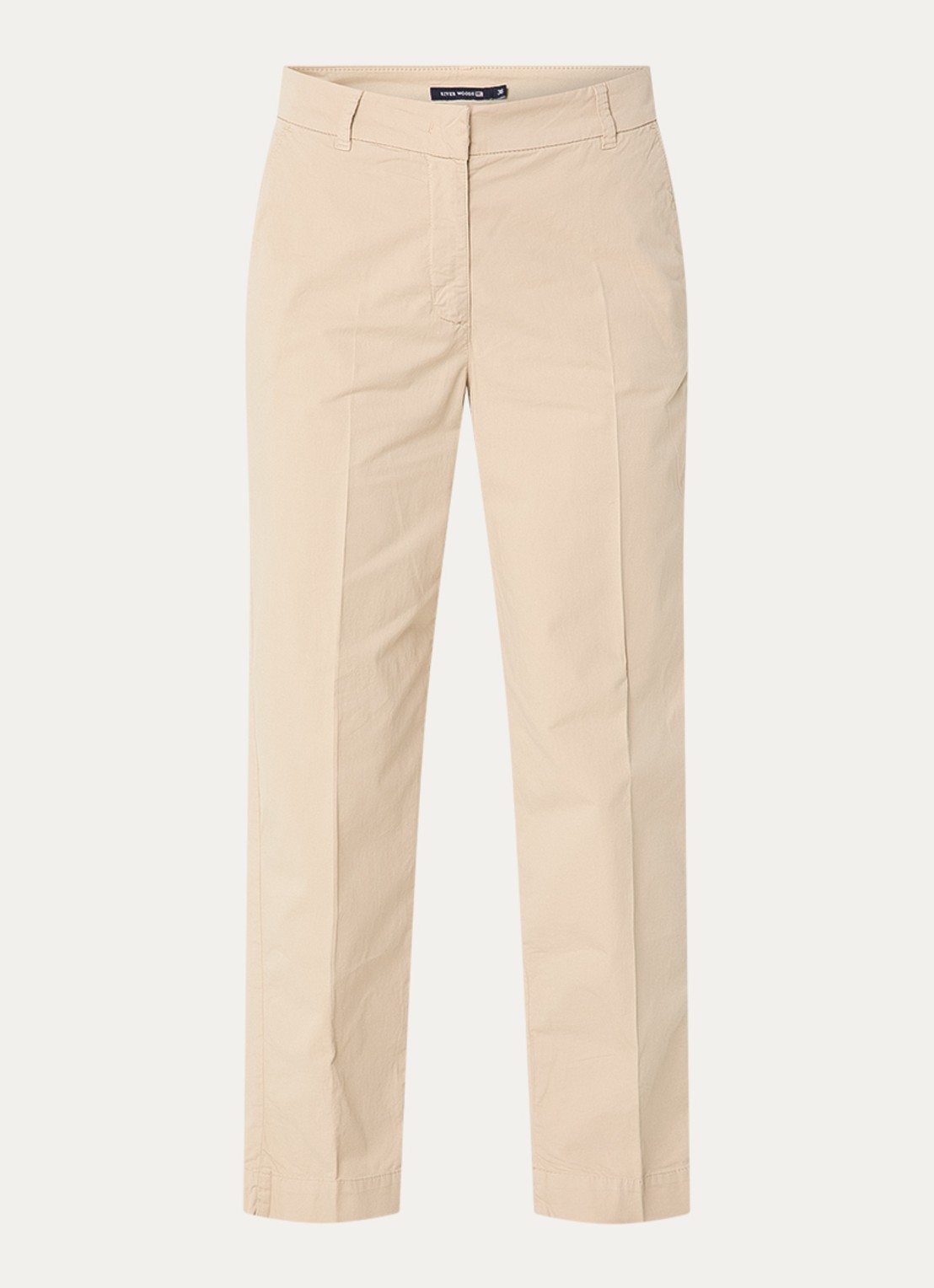 River Woods High waist straight fit chino met steekzakken  - voorkant 3 zand