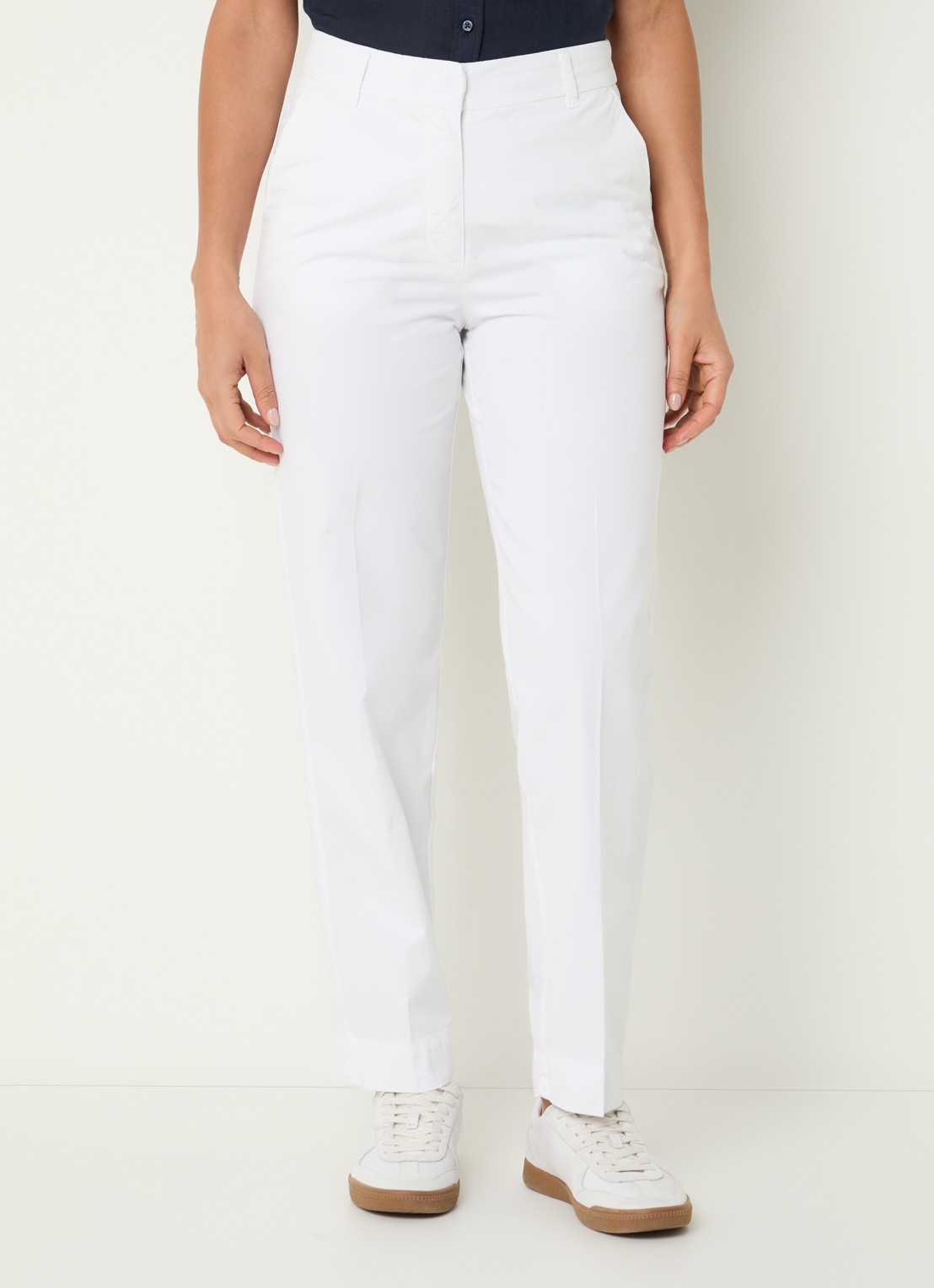 River Woods High waist straight fit chino met steekzakken  - detail 4 wit