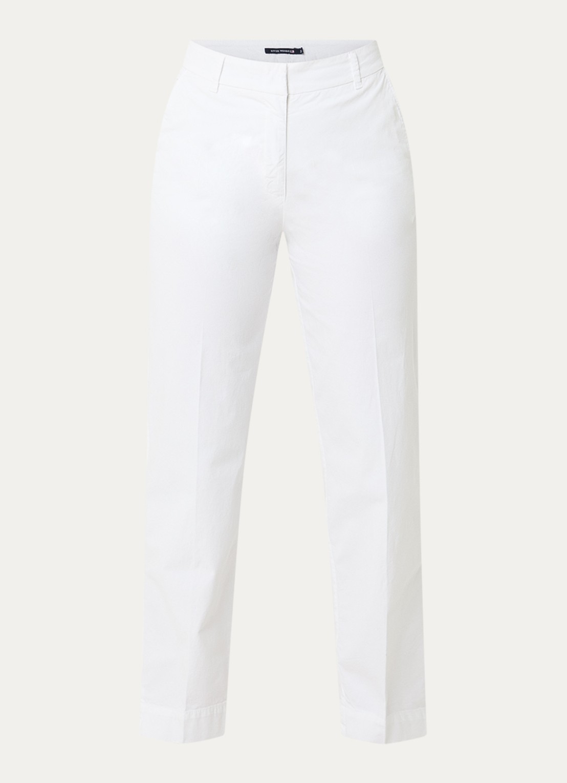 River Woods High waist straight fit chino met steekzakken  - voorkant 2 wit