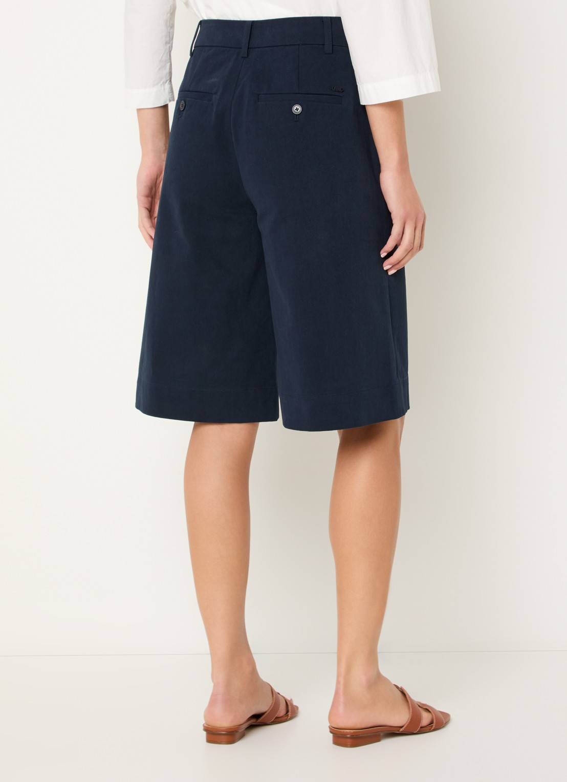 River Woods High waist straight fit korte broek met steekzakken - achterkant 4 donkerblauw