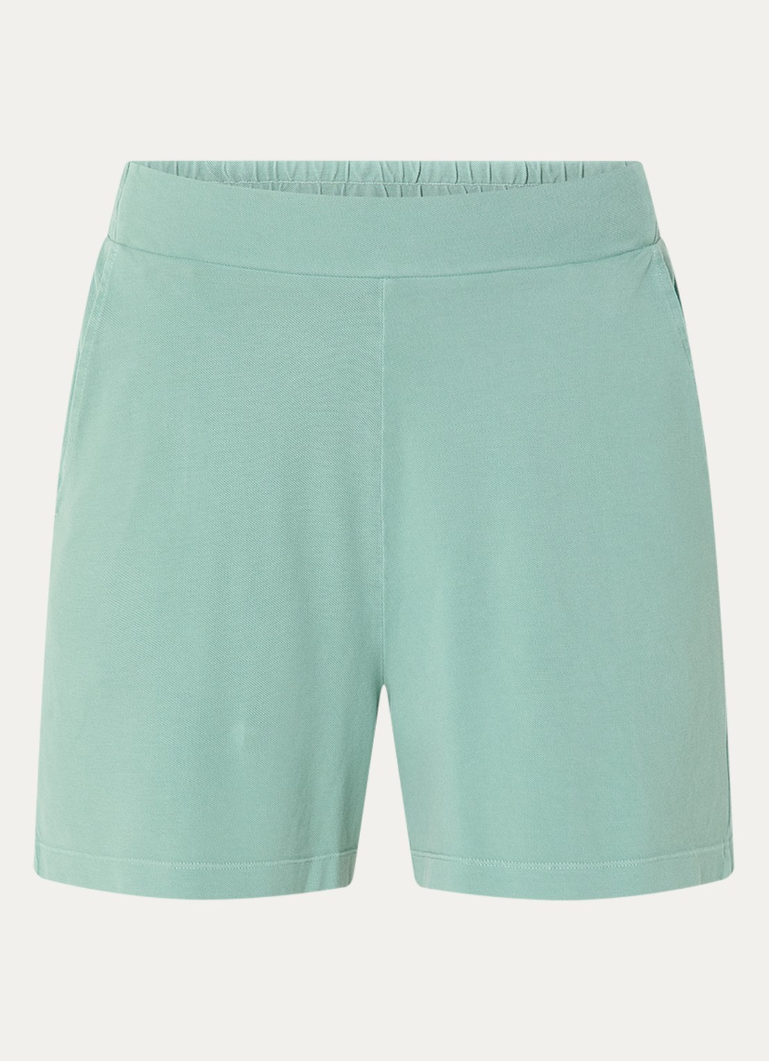 River Woods High waist straight fit korte broek met steekzakken - voorkant groen
