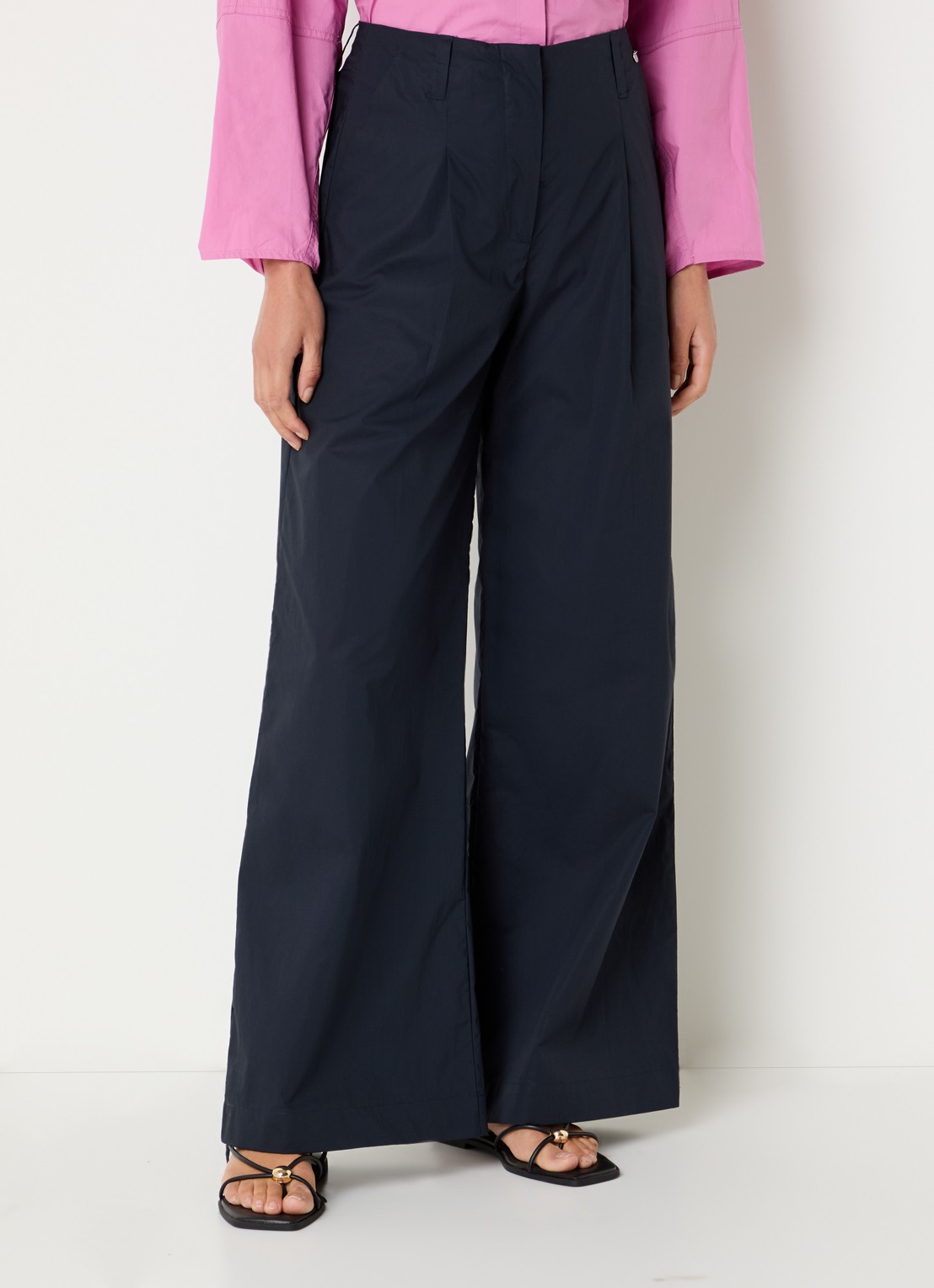 River Woods High waist straight leg pantalon met steekzakken - detail 4 donkerblauw