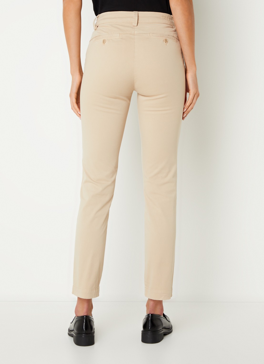 River Woods High waist tapered fit cropped chino met steekzakken - achterkant beige