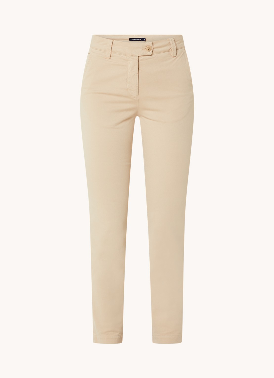 River Woods High waist tapered fit cropped chino met steekzakken - voorkant 3 beige