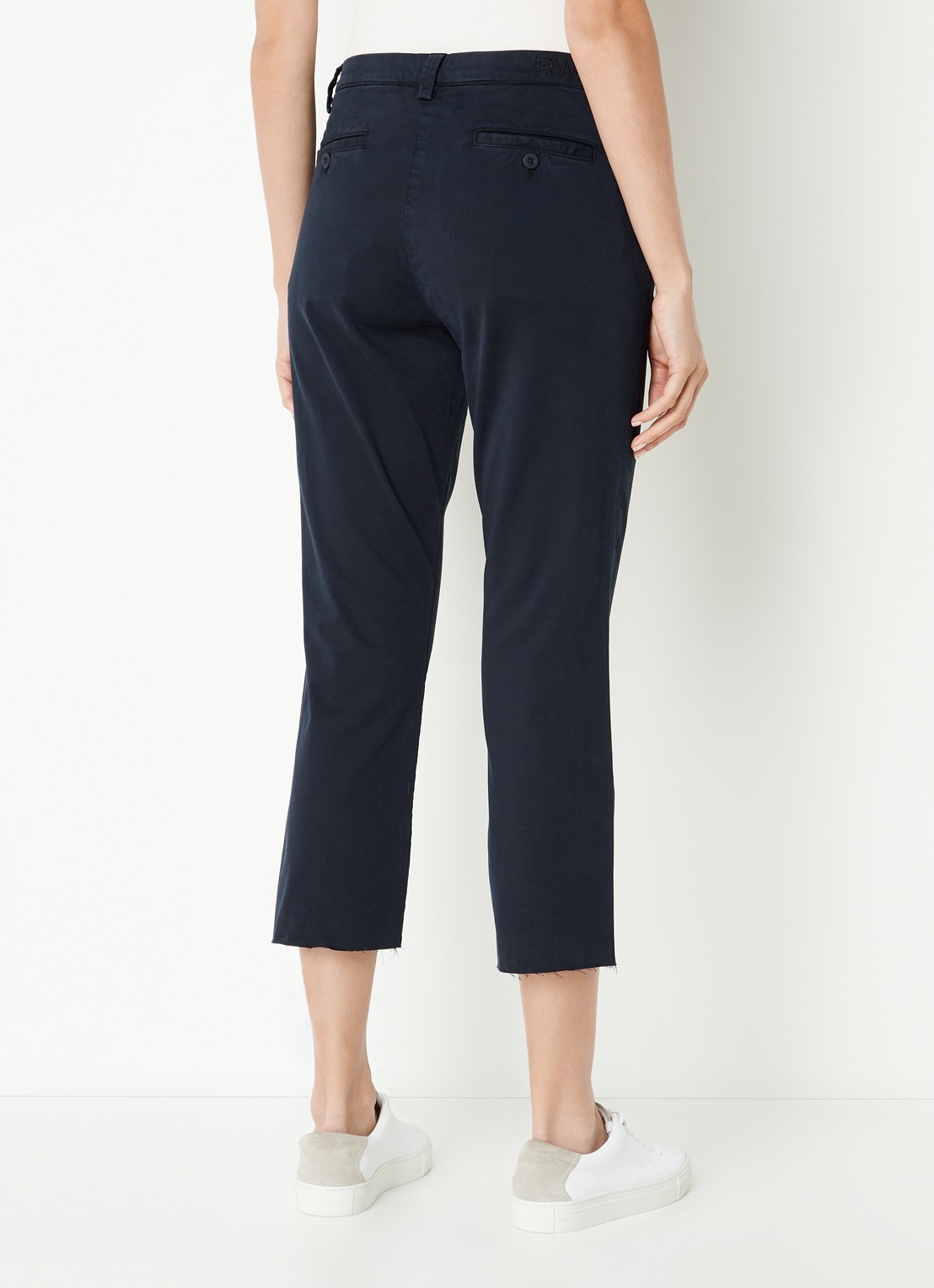 River Woods High waist tapered fit cropped chino met steekzakken - achterkant donkerblauw