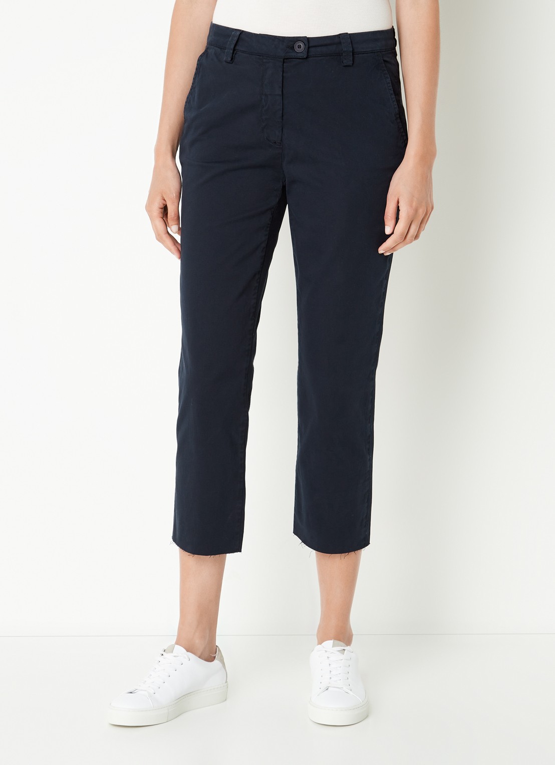 River Woods High waist tapered fit cropped chino met steekzakken - detail 4 donkerblauw