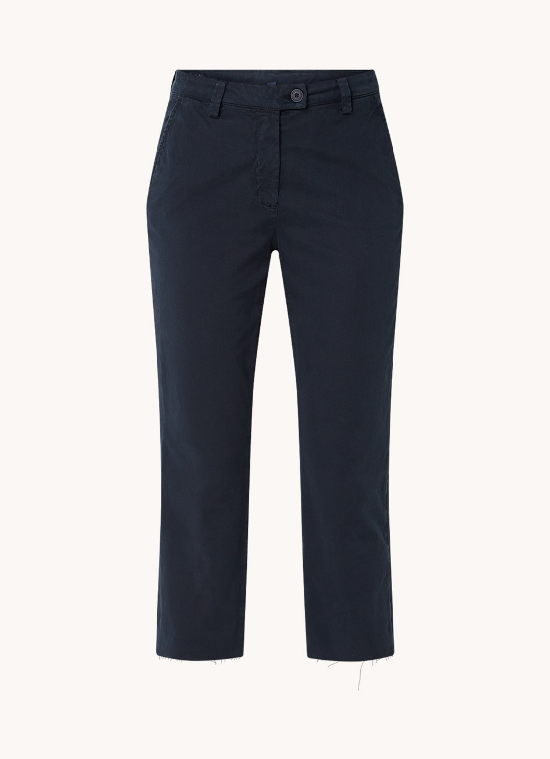 River Woods High waist tapered fit cropped chino met steekzakken - voorkant 2 donkerblauw