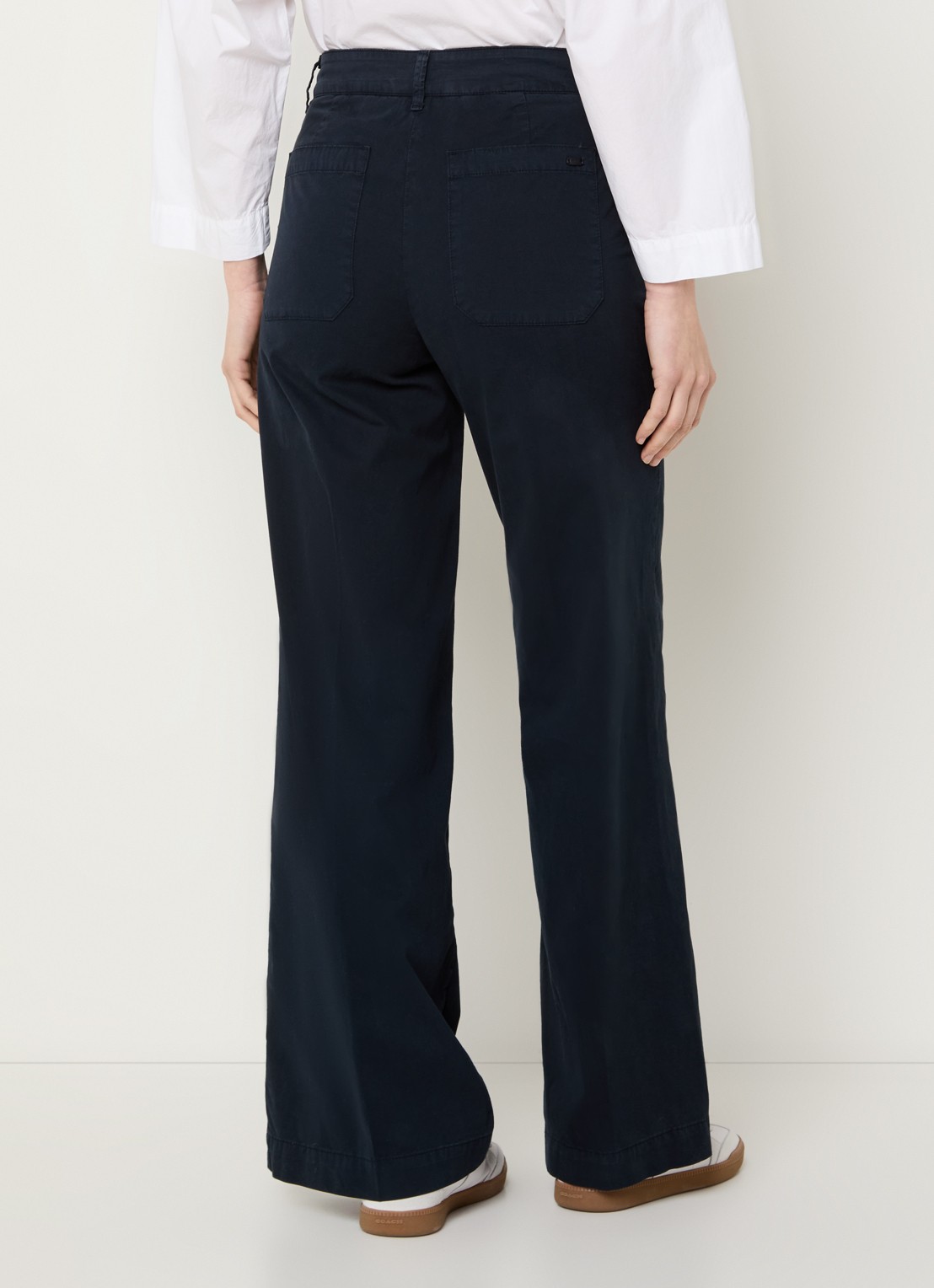 River Woods High waist wide fit broek met steekzakken - achterkant donkerblauw