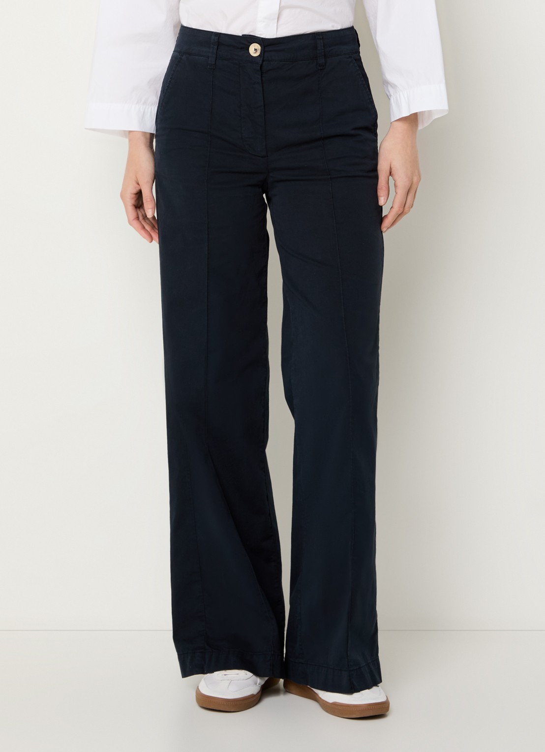 River Woods High waist wide fit broek met steekzakken - detail 2 donkerblauw