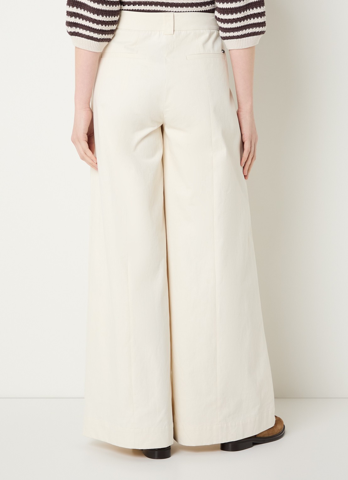 River Woods High waist wide fit palazzo broek met steekzakken - achterkant gebroken wit
