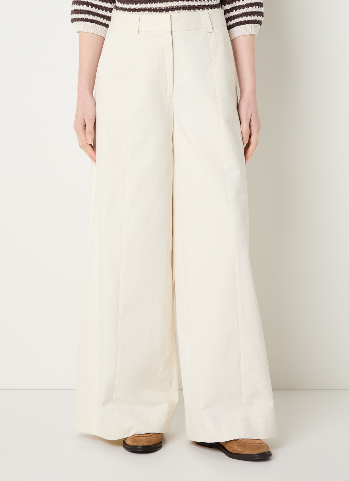 River Woods High waist wide fit palazzo broek met steekzakken - detail 4 gebroken wit