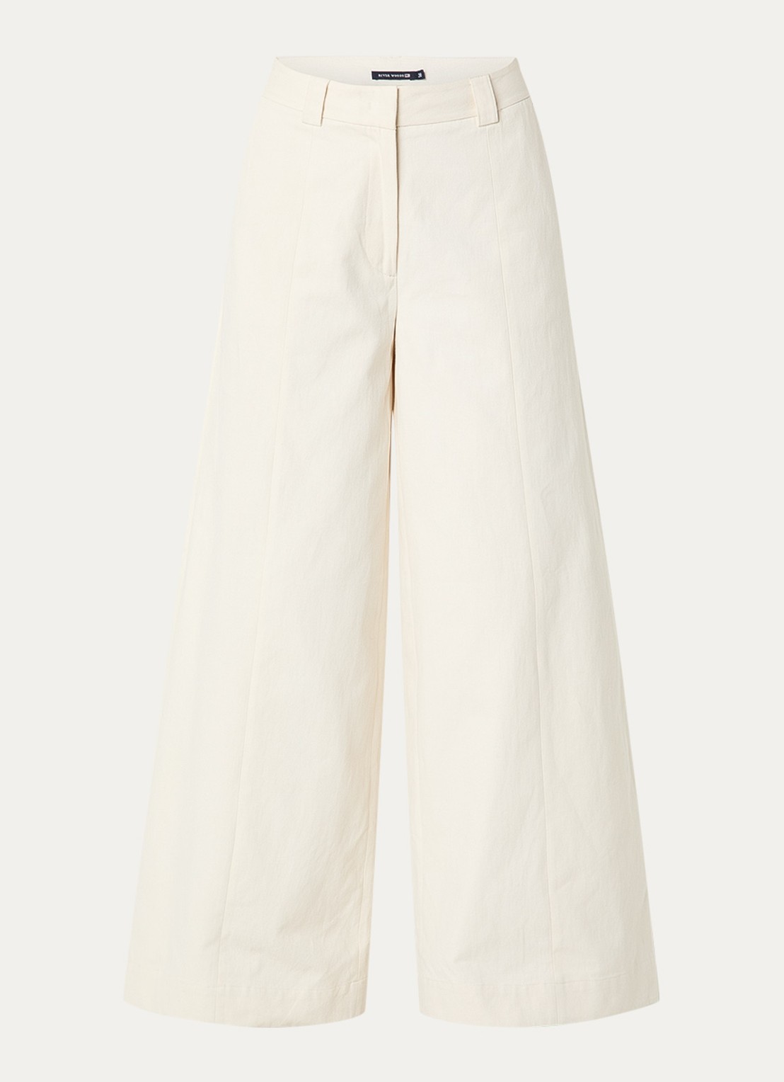 River Woods High waist wide fit palazzo broek met steekzakken - voorkant 2 gebroken wit
