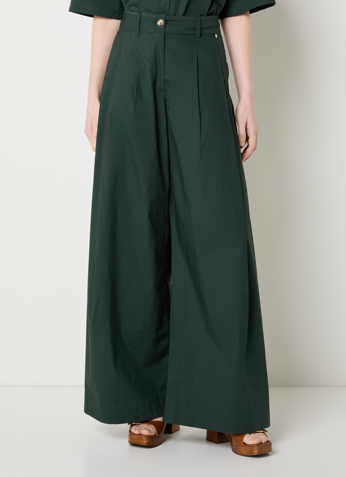 River Woods High waist wide fit pantalon met steekzakken - detail 2 groen