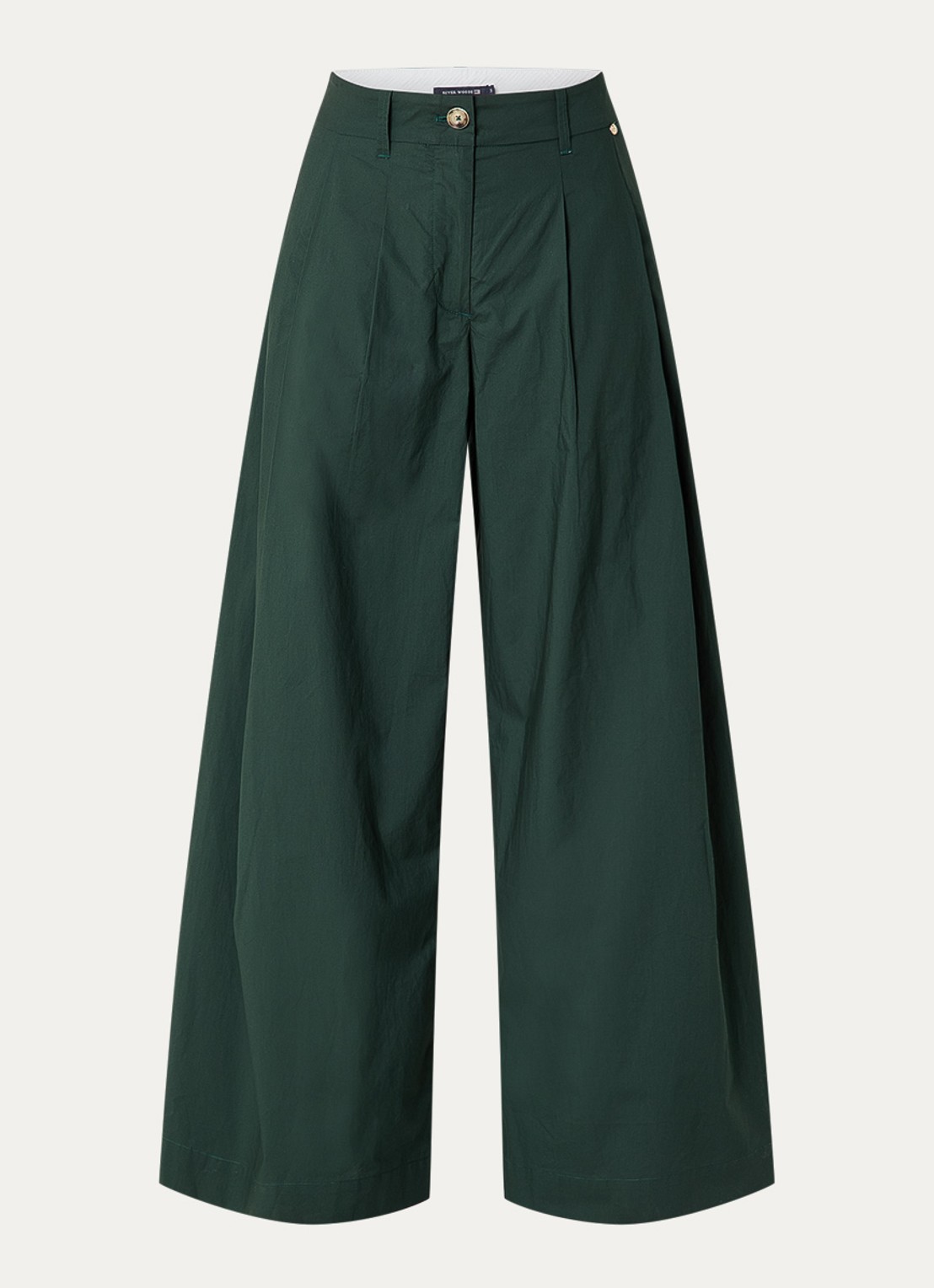 River Woods High waist wide fit pantalon met steekzakken - voorkant 3 groen