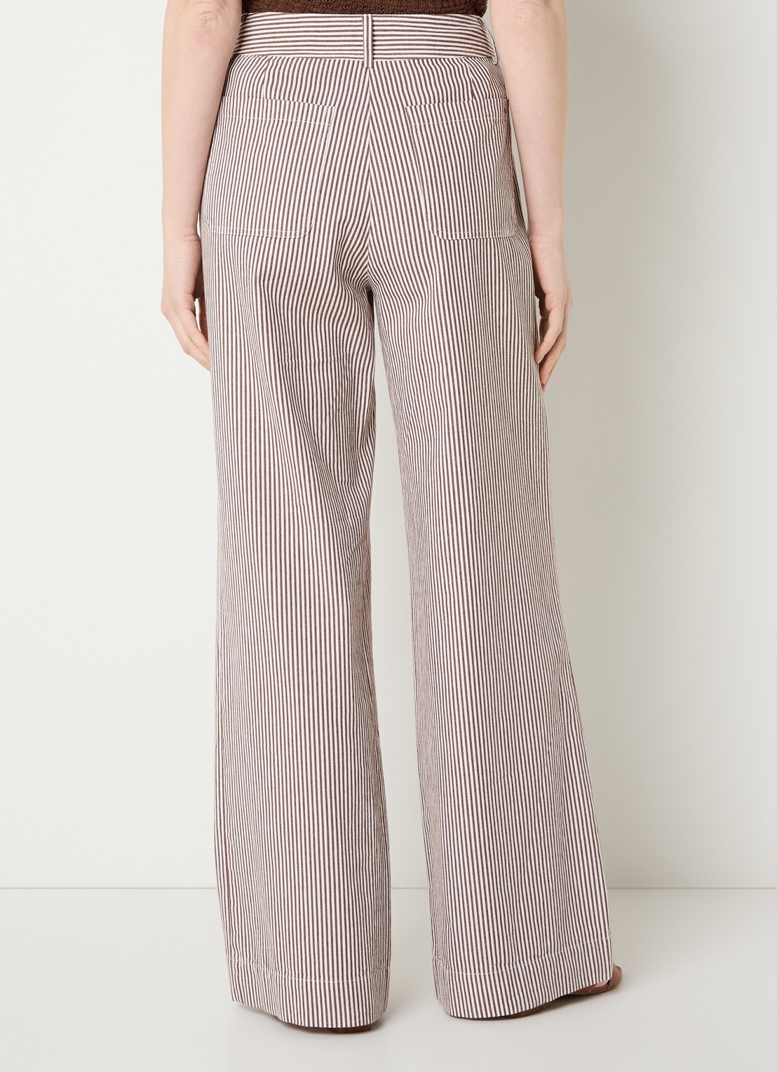 River Woods High waist wide fit pantalon met steekzakken - achterkant bruin