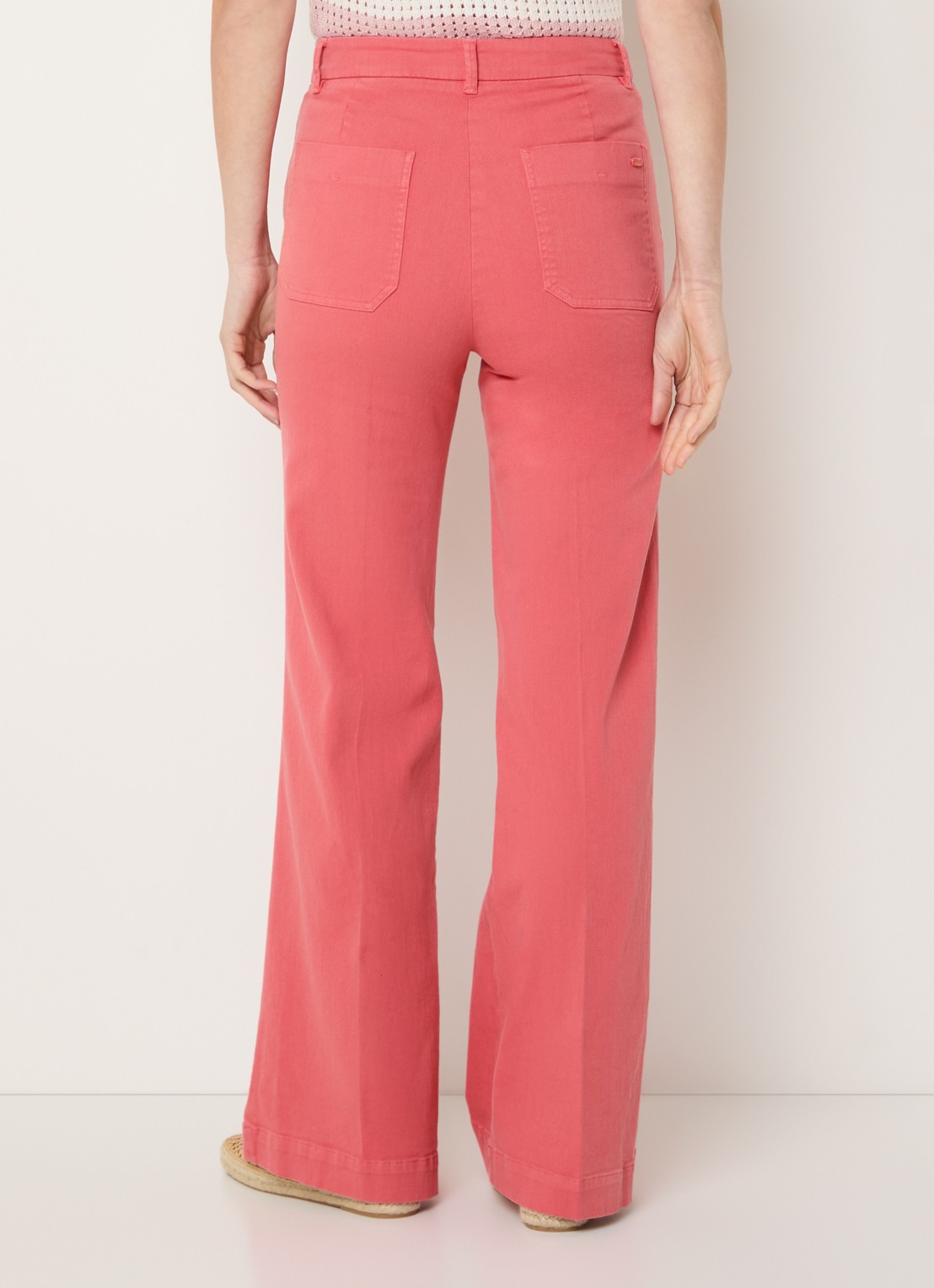 River Woods High waist wide leg broek met steekzakken - achterkant cranberryrood