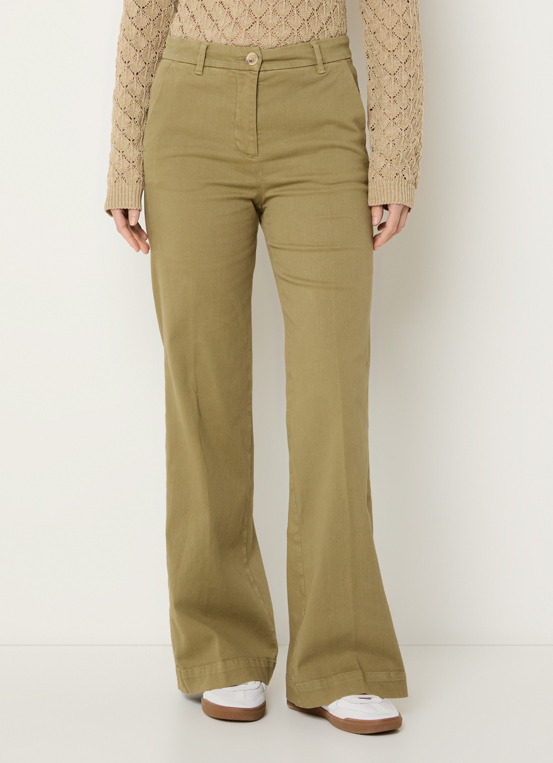 River Woods High waist wide leg broek met steekzakken - detail 4 olijfgroen