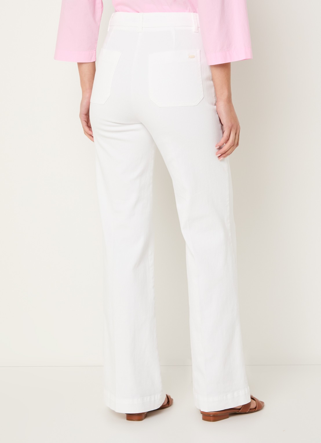 River Woods High waist wide leg broek met steekzakken - achterkant gebroken wit