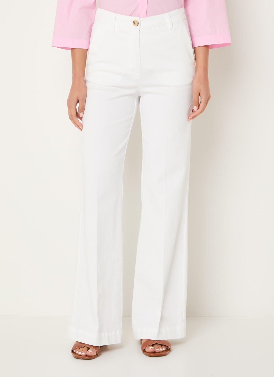 River Woods High waist wide leg broek met steekzakken - detail 2 gebroken wit