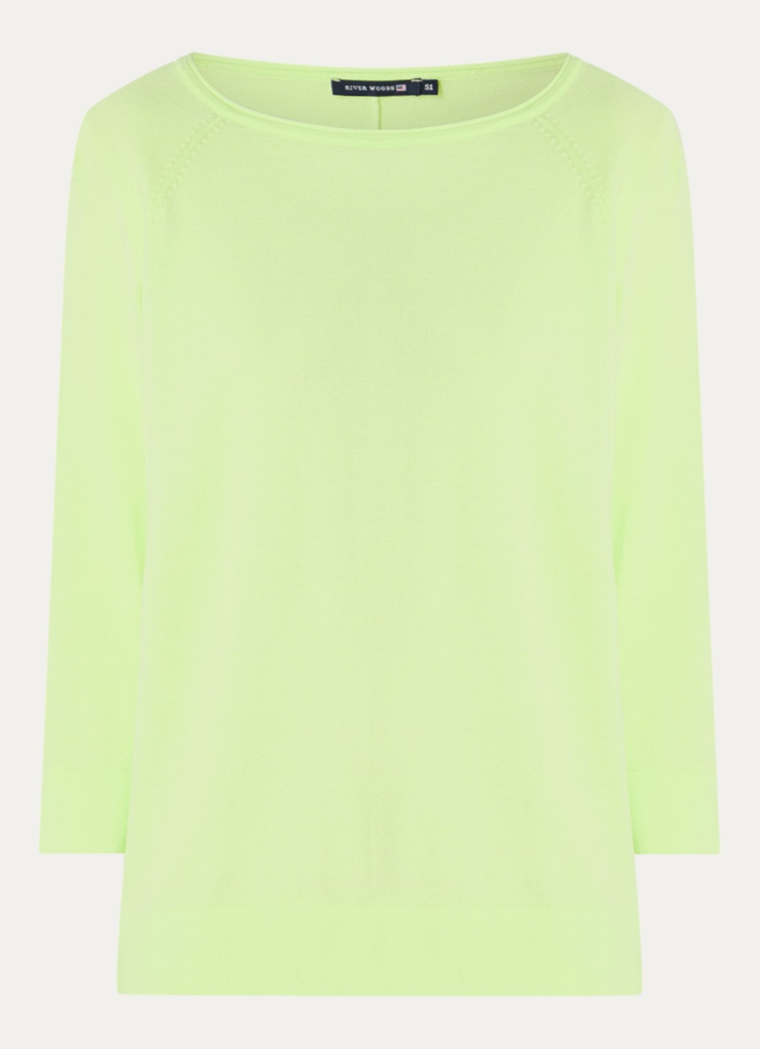 River Woods Longsleeve met ronde hals - voorkant 3 felgroen