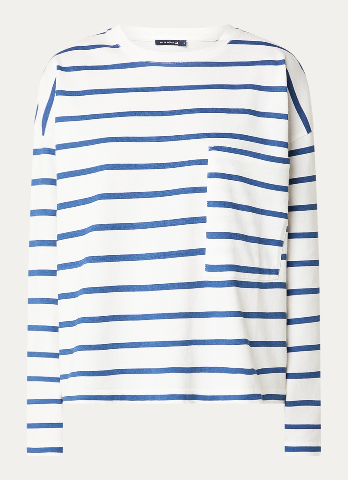 River Woods Longsleeve met streepprint - voorkant indigo