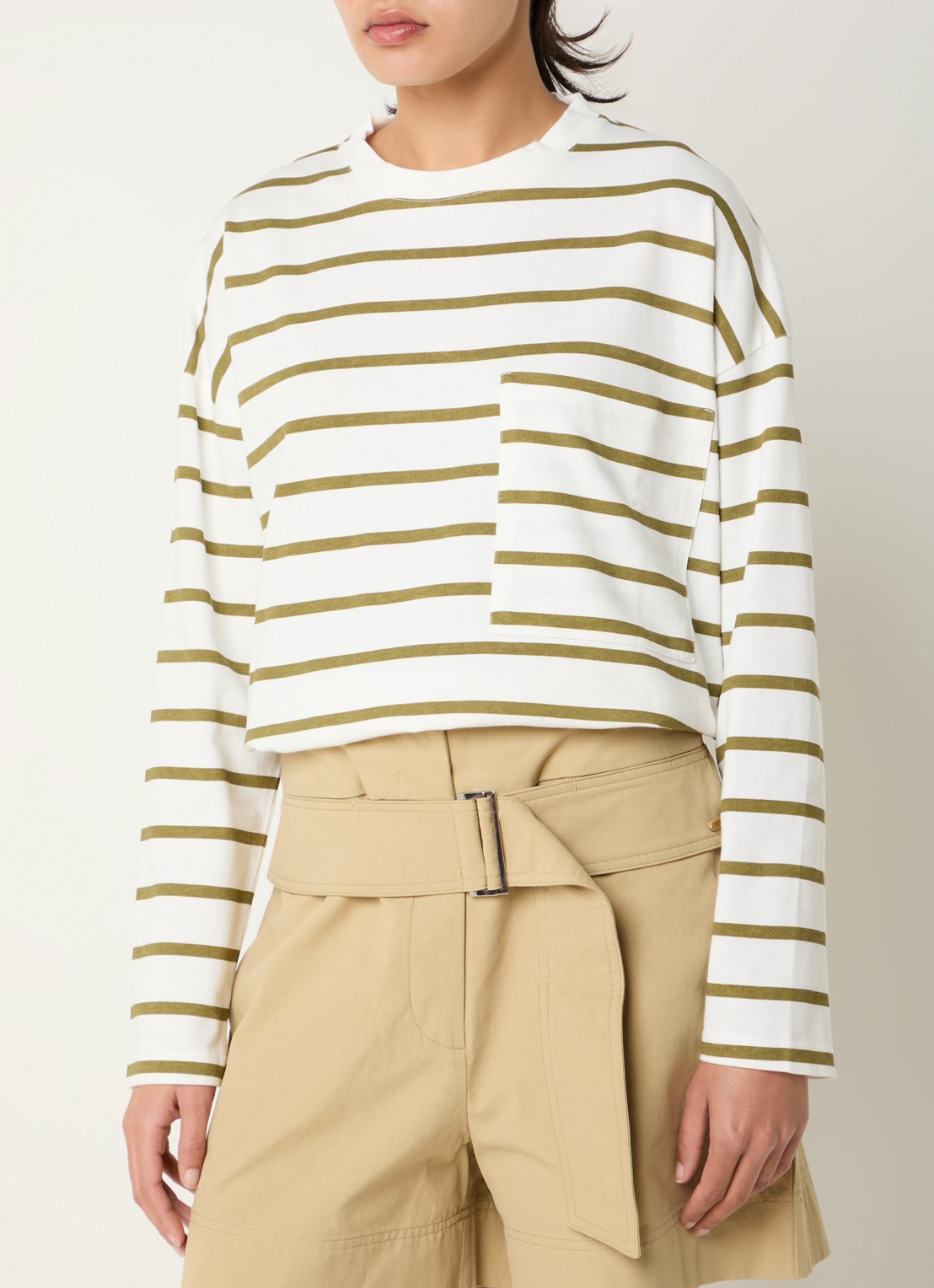 River Woods Longsleeve met streepprint - detail 4 mosgroen