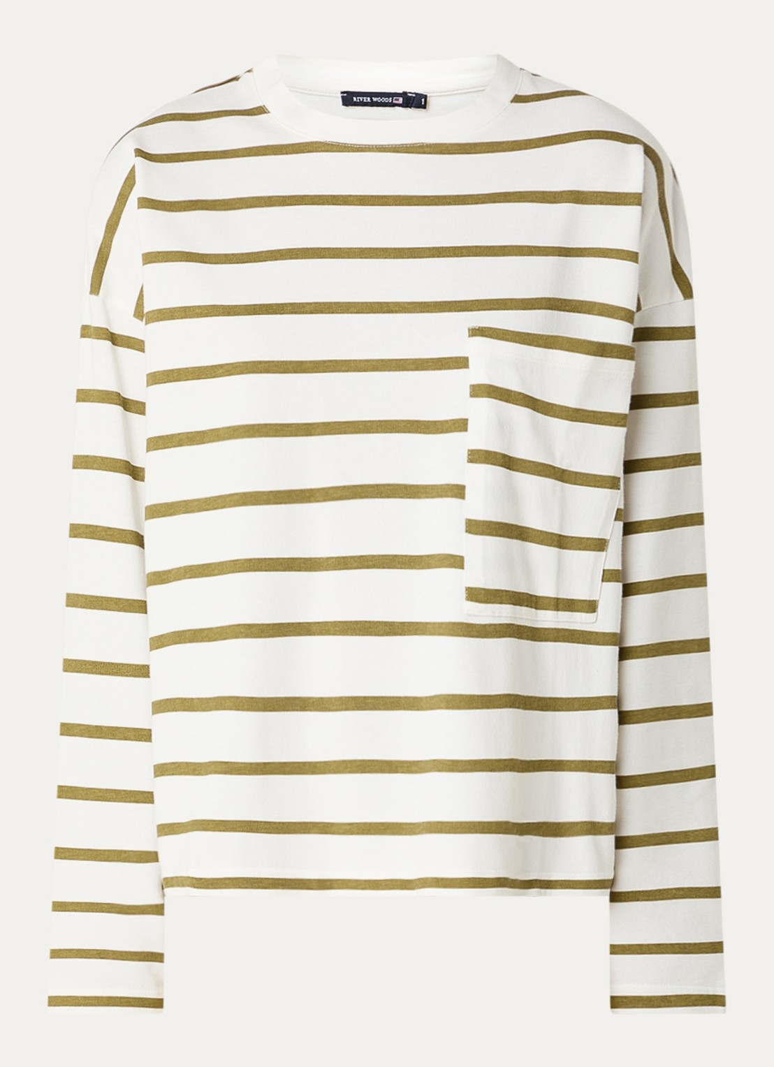 River Woods Longsleeve met streepprint - voorkant mosgroen