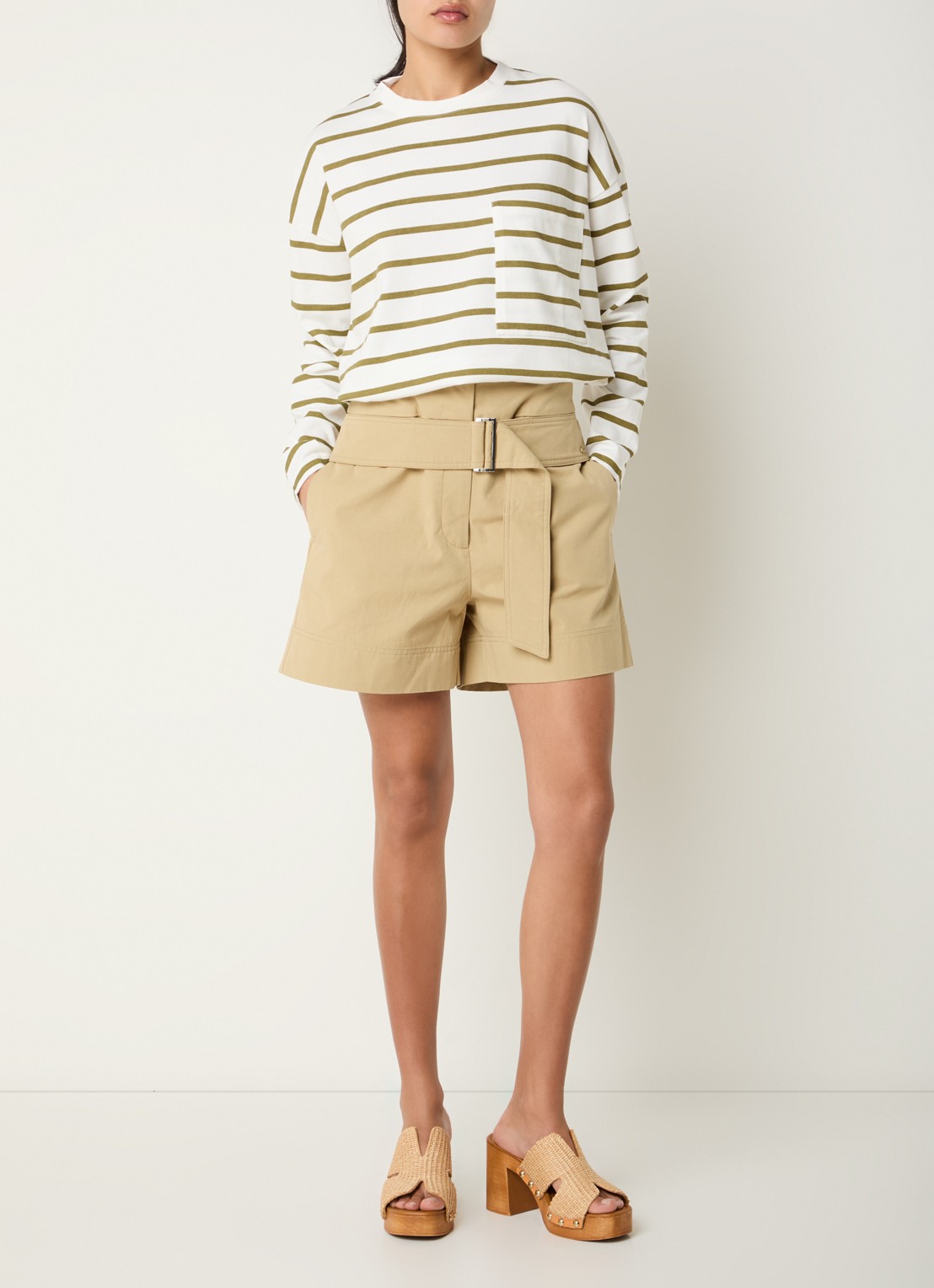 River Woods Longsleeve met streepprint - voorkant 2 mosgroen