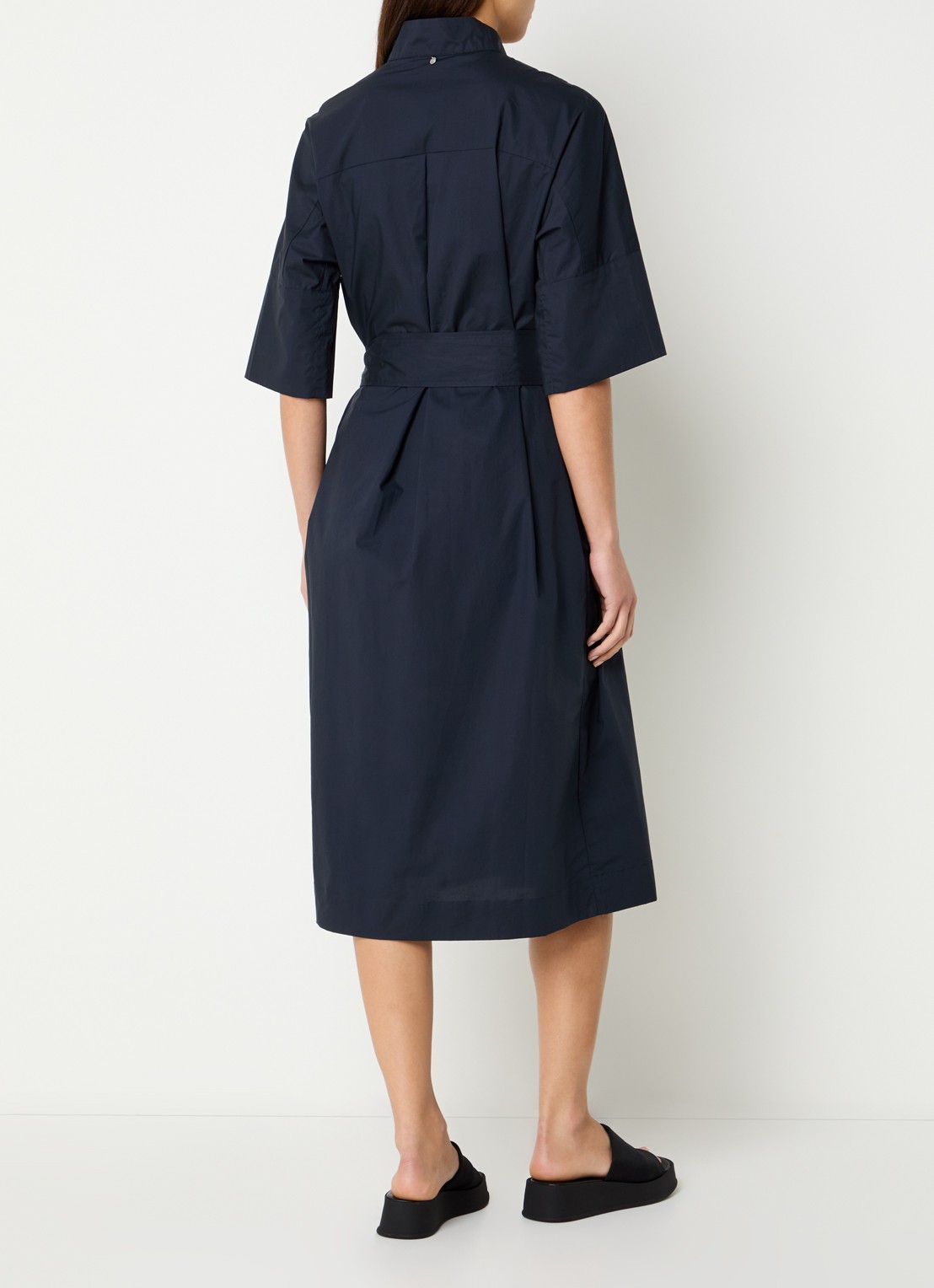 River Woods Maxi tuniekjurk met strikceintuur - achterkant 4 donkerblauw
