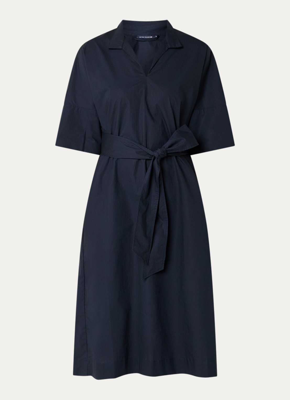 River Woods Maxi tuniekjurk met strikceintuur - voorkant donkerblauw