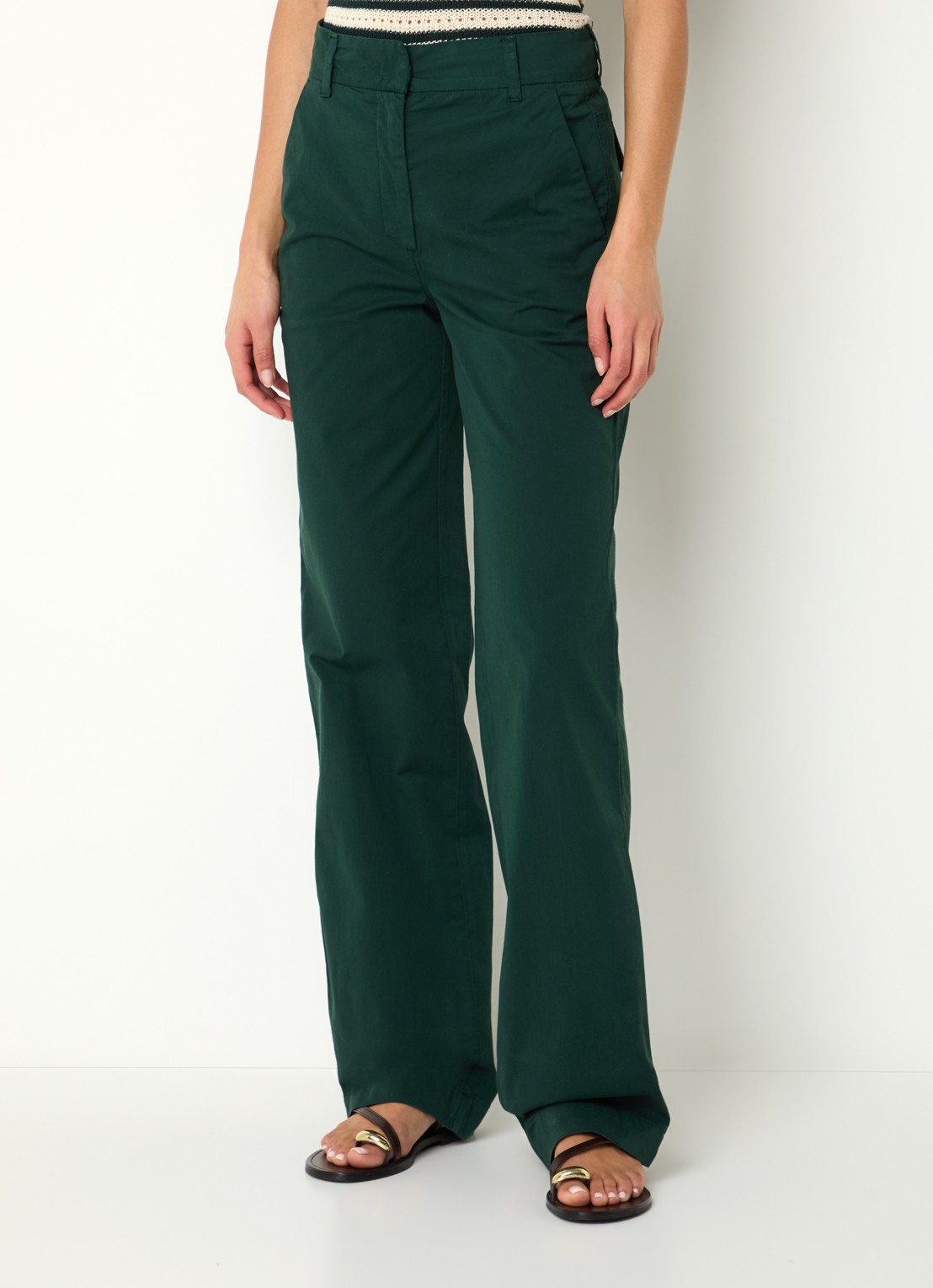 River Woods Mid waist straight fit chino met steekzakken  - detail 3 groen