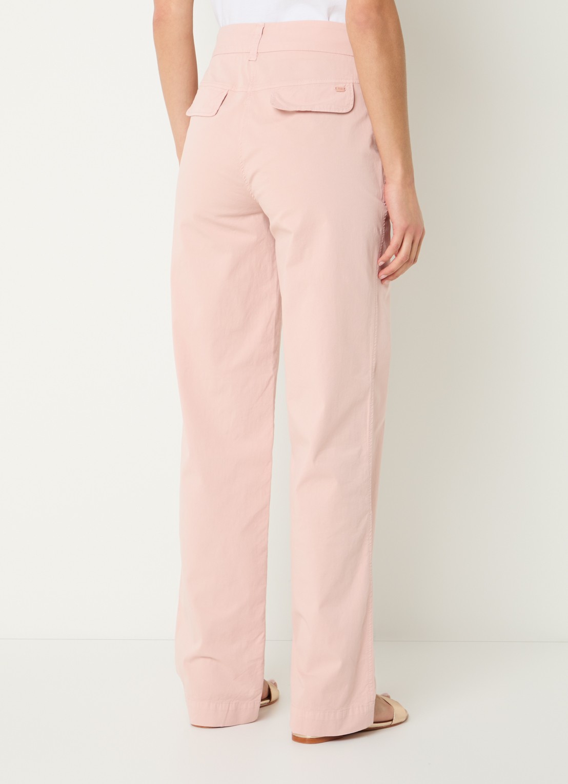 River Woods Mid waist straight fit chino met steekzakken  - achterkant lichtroze
