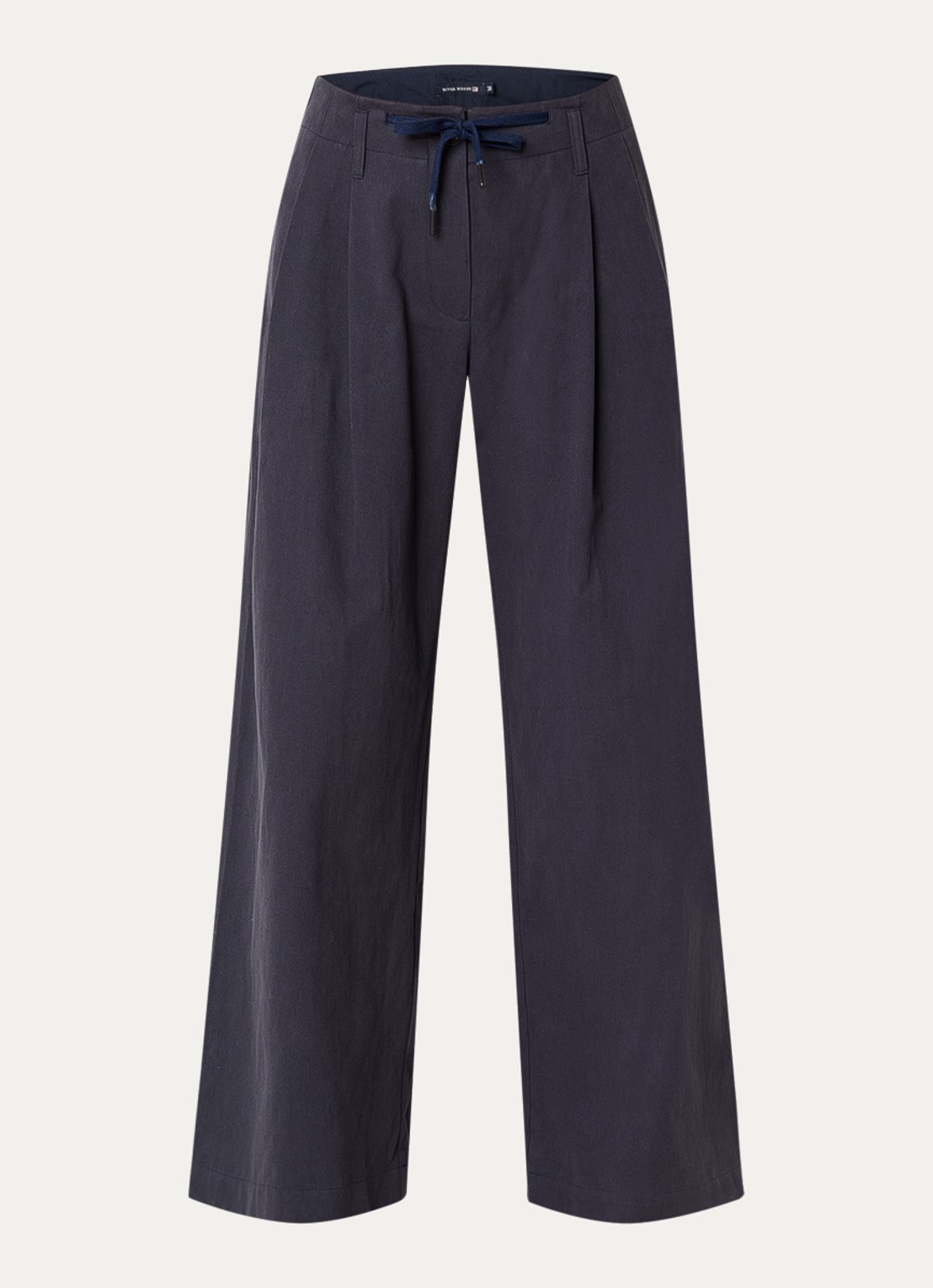 River Woods Mid waist wide fit pantalon met trekkoord - voorkant 3 donkerblauw