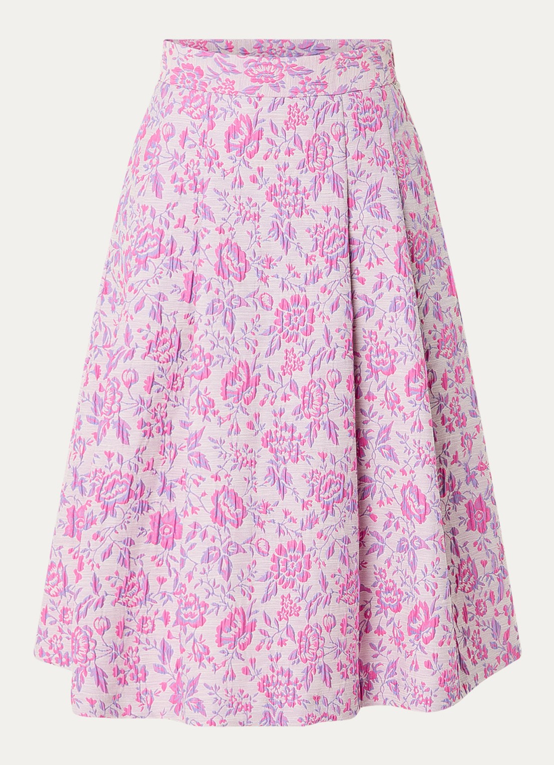 River Woods Midi A-lijn rok met jacquard dessin - voorkant roze