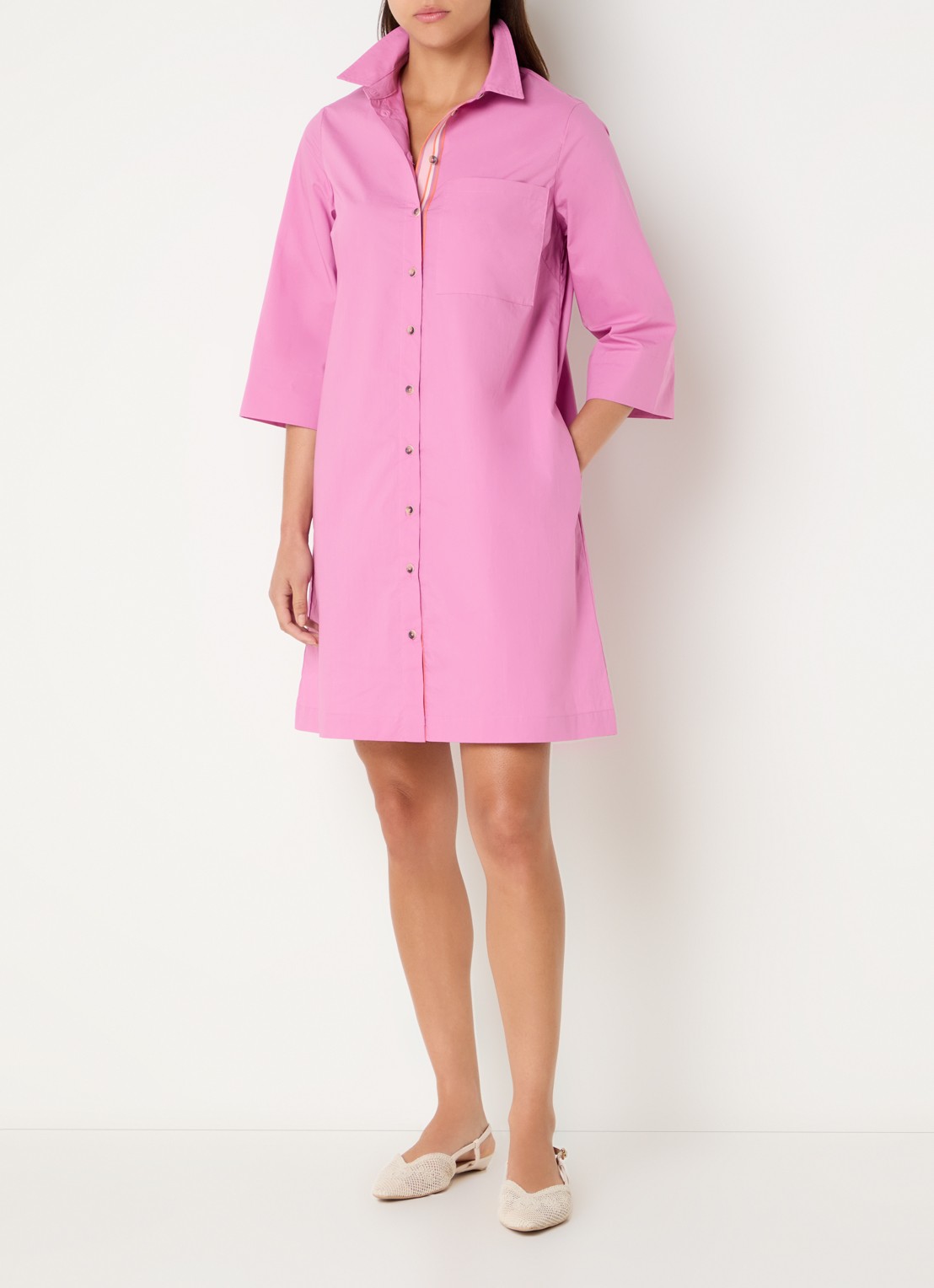 River Woods Midi blousejurk met borstzak - voorkant 3 roze