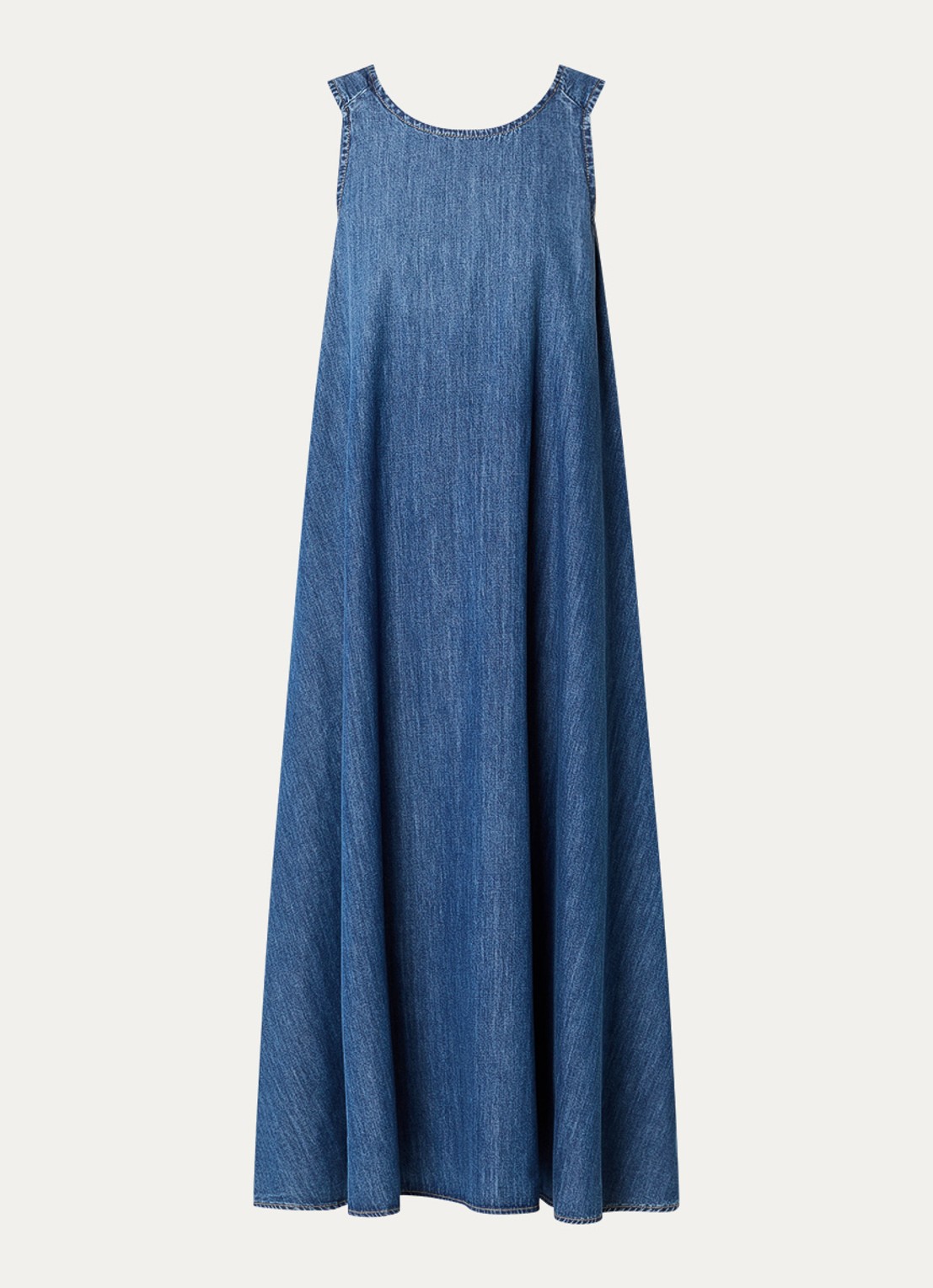 River Woods Midi denim jurk met steekzakken - voorkant 2 blauw