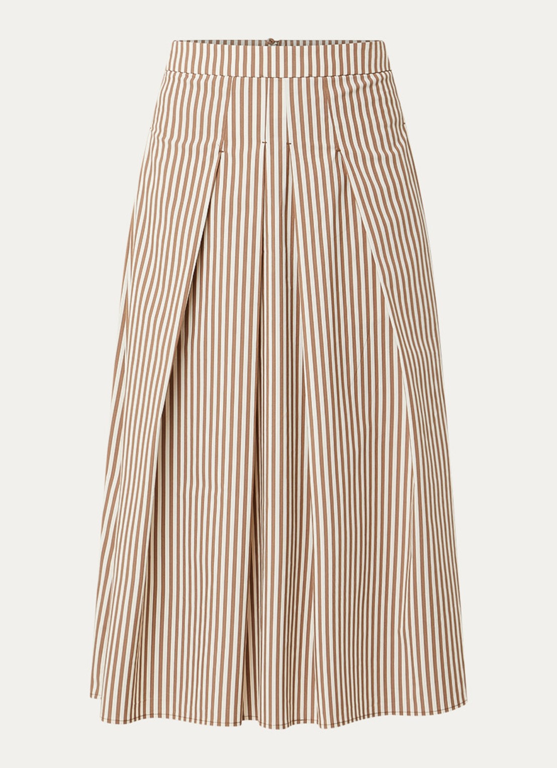 River Woods Midi jurk met streepprint en plooidetail - voorkant 2 lichtbruin