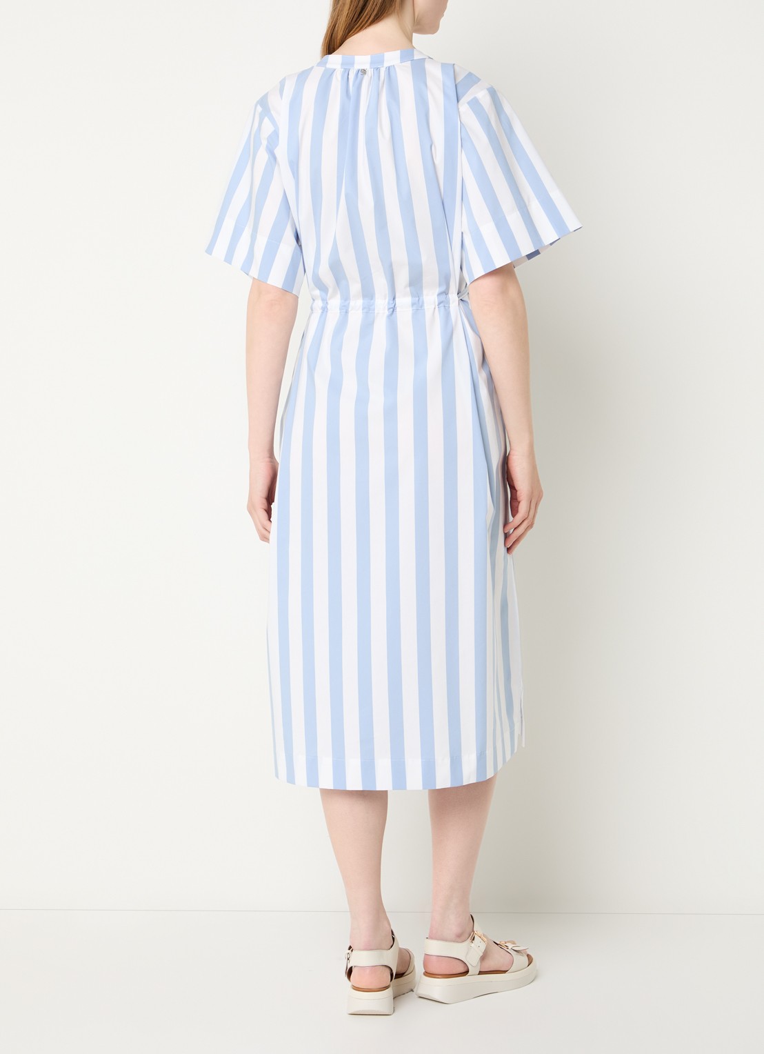 River Woods Midi jurk met streepprint - achterkant 3 blauwgrijs
