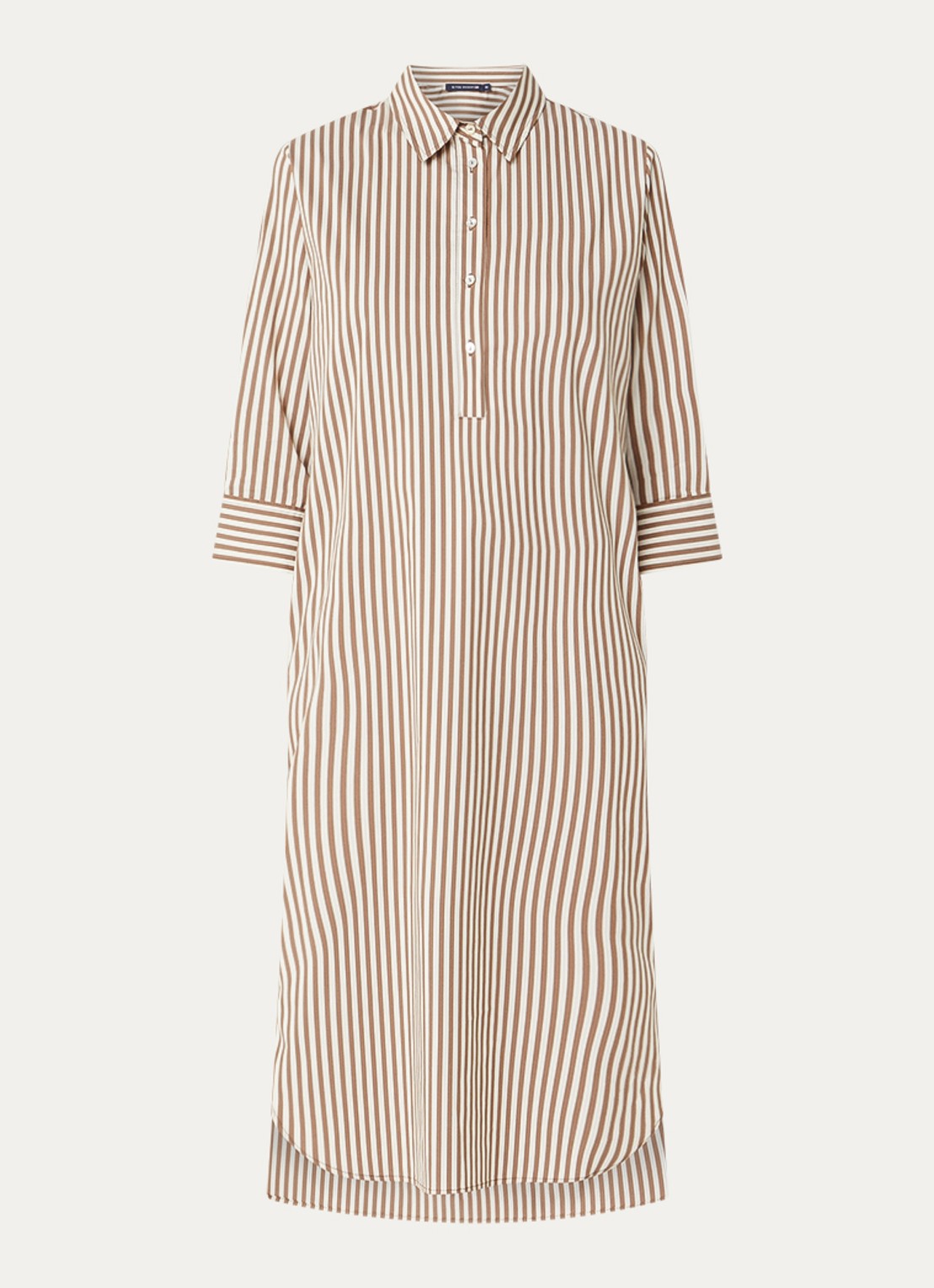 River Woods Midi jurk met streepprint - voorkant lichtbruin